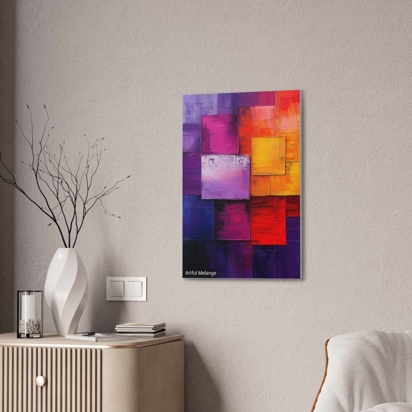 Acrylic Abstract Canvas Print - Homage to the Divine Nine/Red White Purple and Gold 8