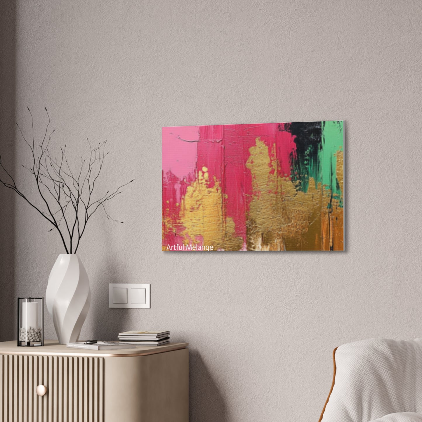 Acrylic Abstract Canvas Print - Homage To The Divine Nine/Pink Green Black and Gold 8