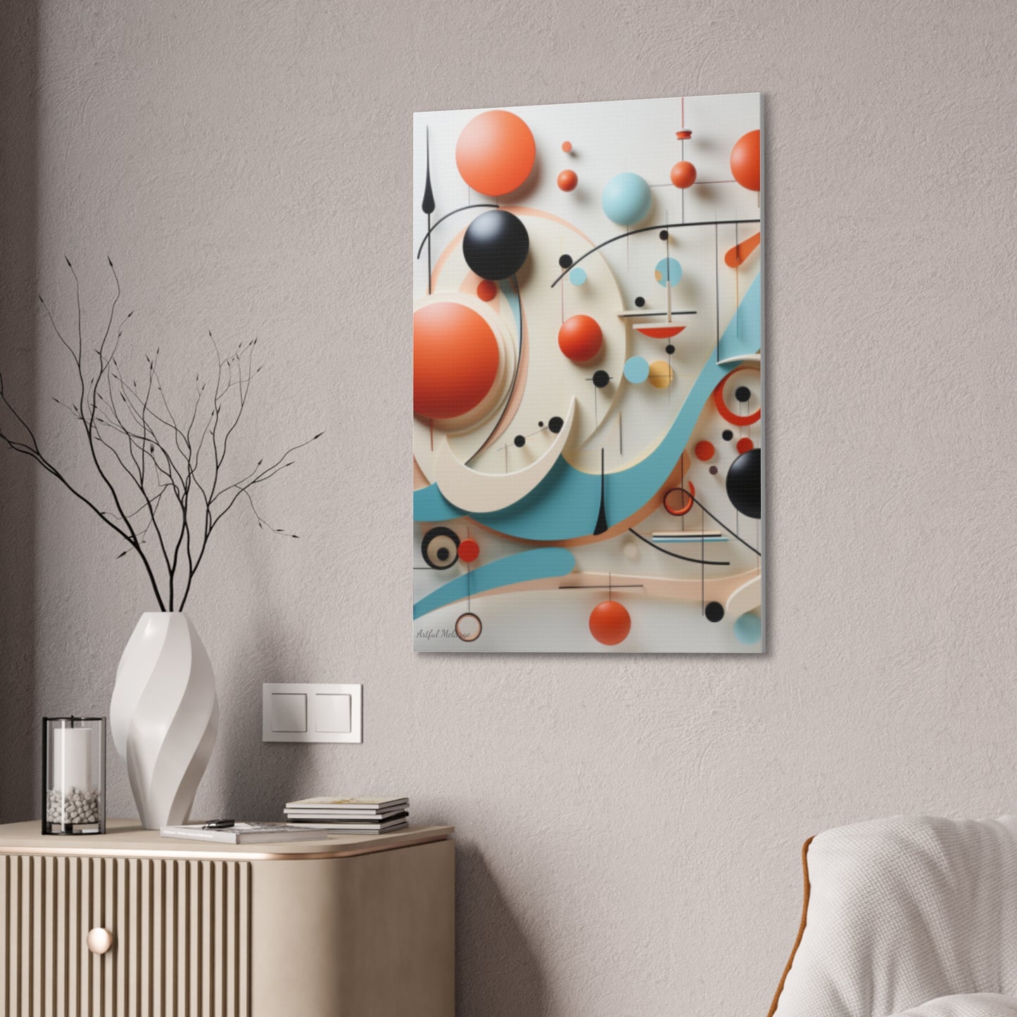 Harmony in Cyan and Peach- Graphic Print