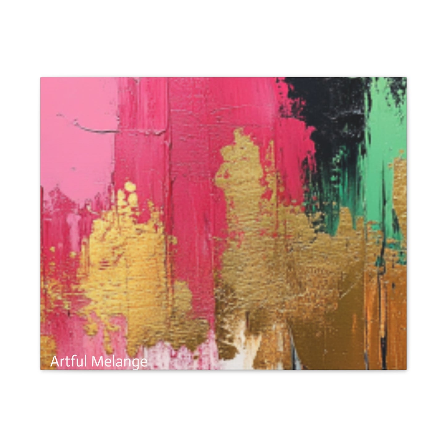 Acrylic Abstract Canvas Print - Homage To The Divine Nine/Pink Green Black and Gold 8