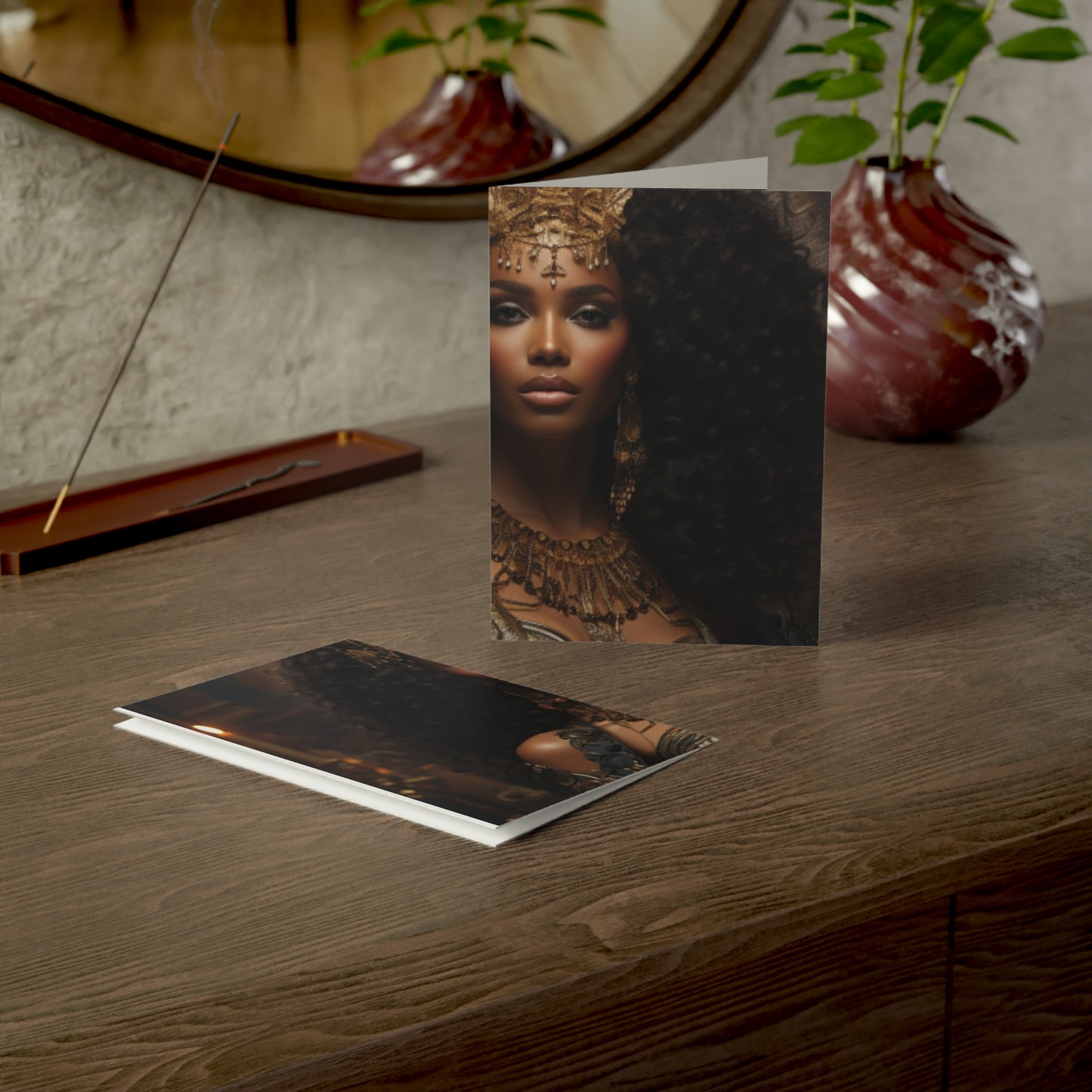 A Tapestry of Grace: Note Cards Showcasing Regal Black Women as African Royalty (1, 10, 30, and 50pcs)