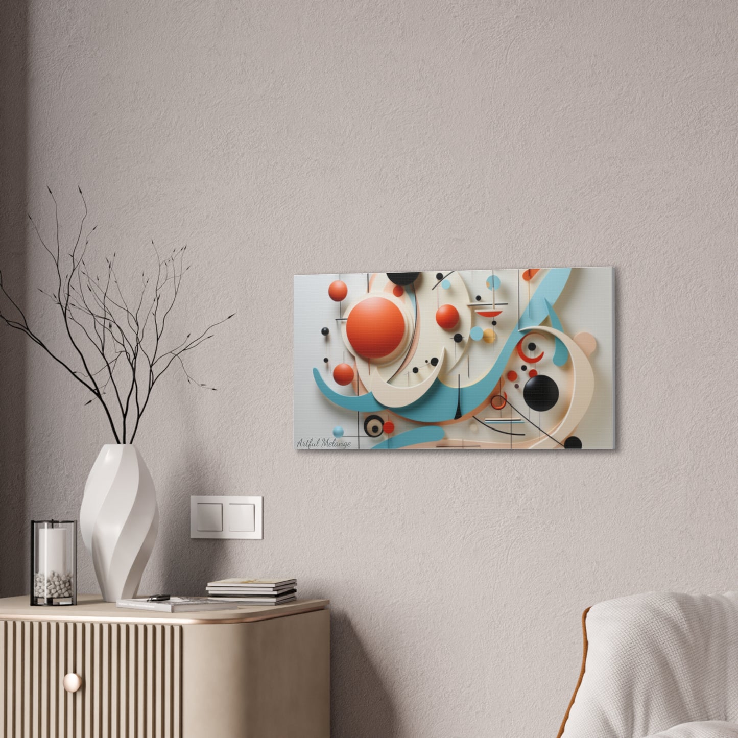 Harmony in Cyan and Peach- Graphic Print