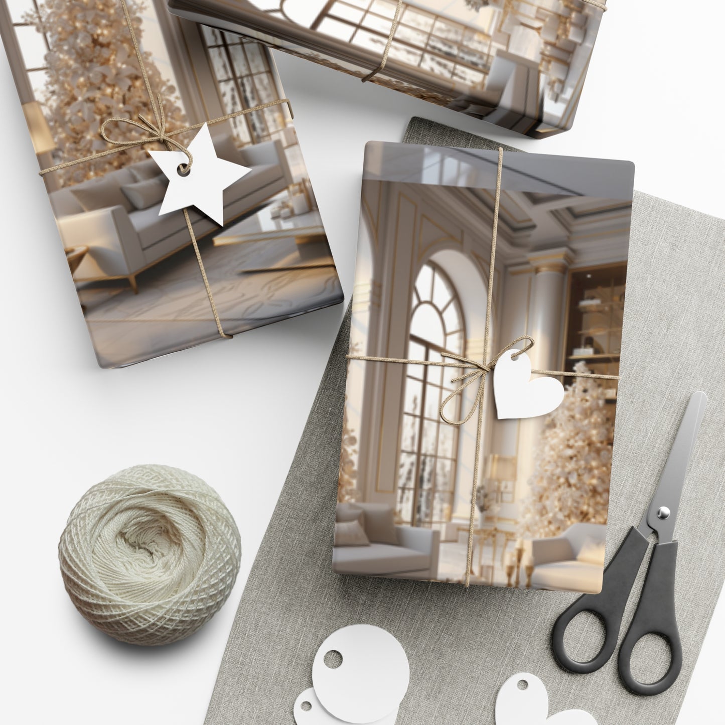 Elegant Gold and White Holiday Wrapping Paper Collection – Elevate Your Gifts with Sophisticated Style