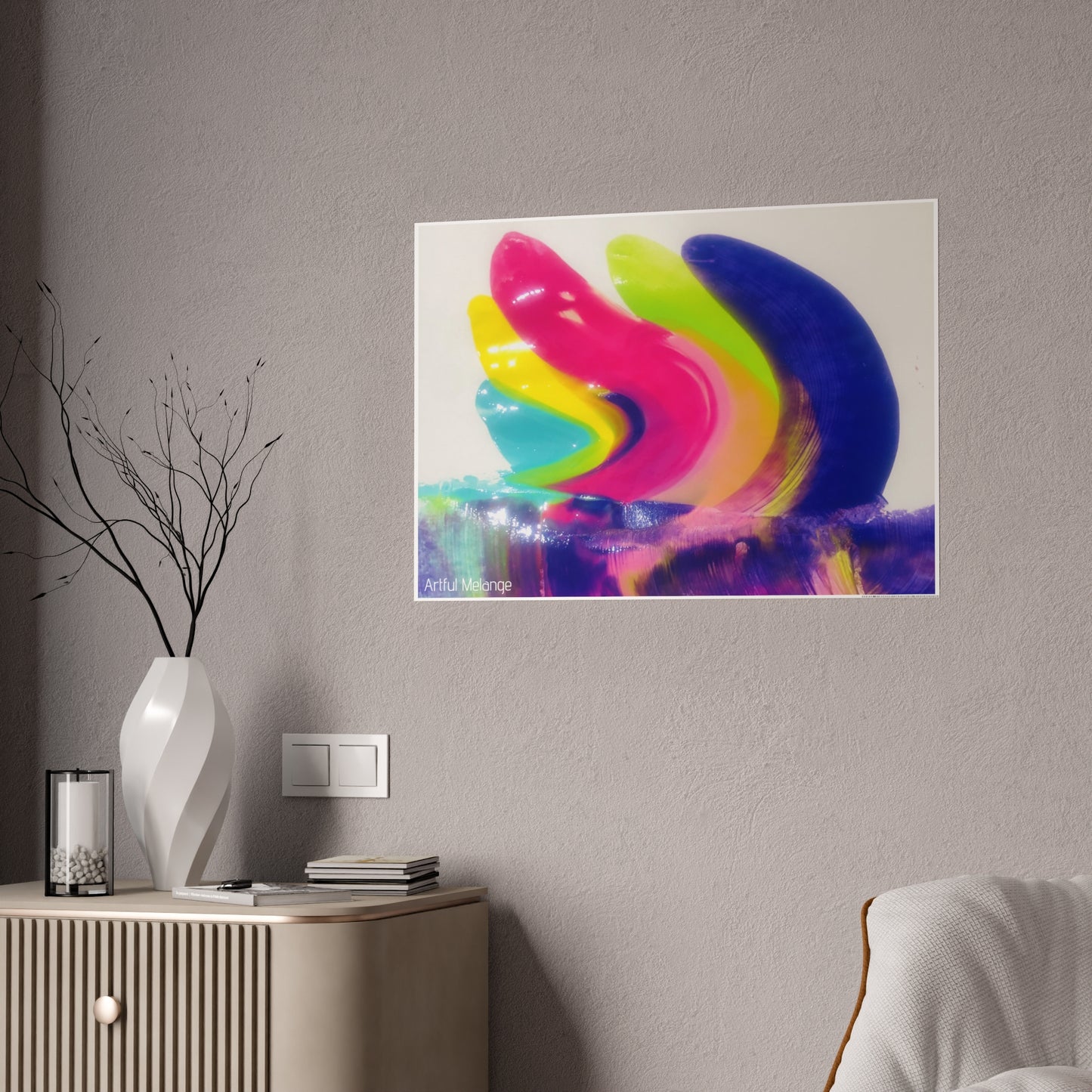 Gleaming Acrylic Abstract Poster: A Spectrum of Colorful Elegance