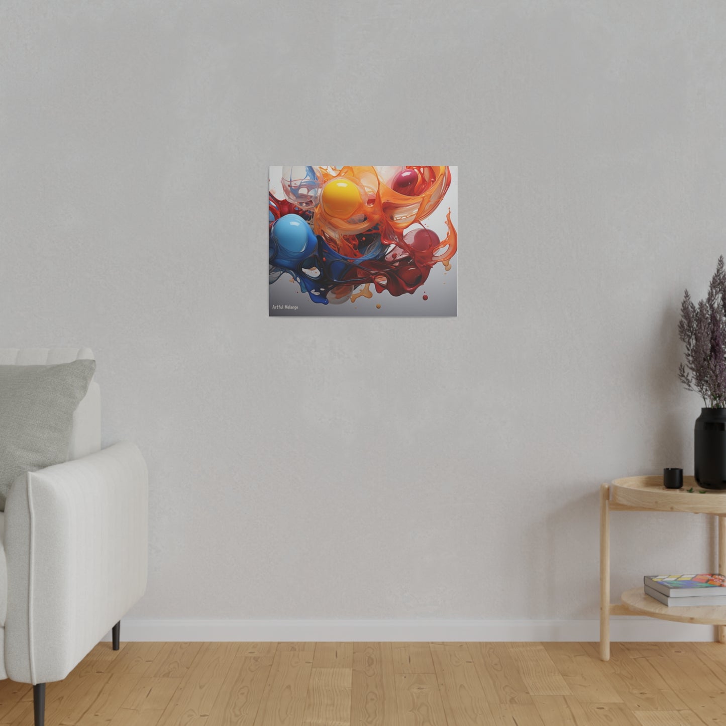 Colorful Balloon-Inspired Matt Canvas Print with Sweeping Acrylic Brush Strokes