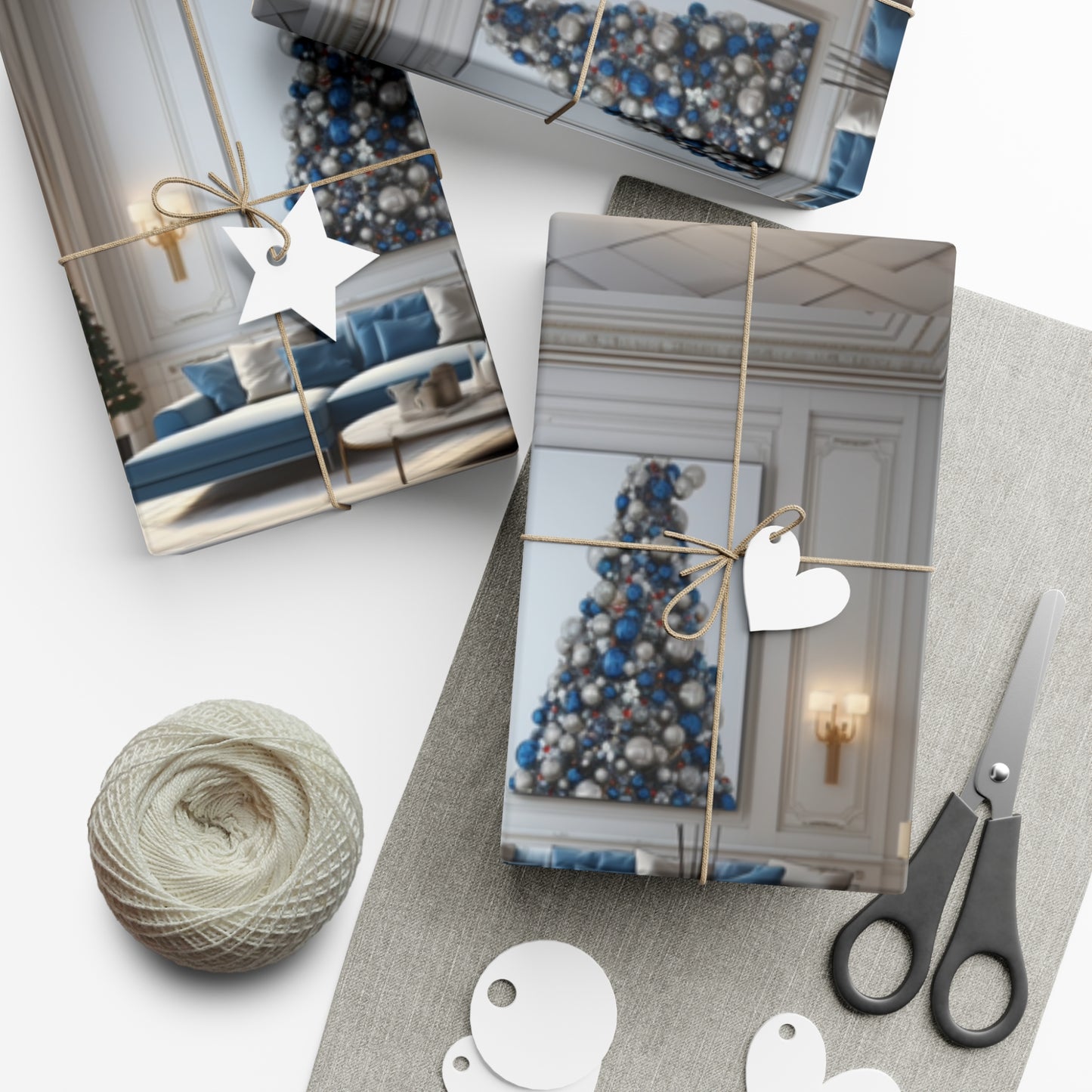 Elegant Blue Holiday Wrapping Paper Collection – Elevate Your Gifts with Sophisticated Style