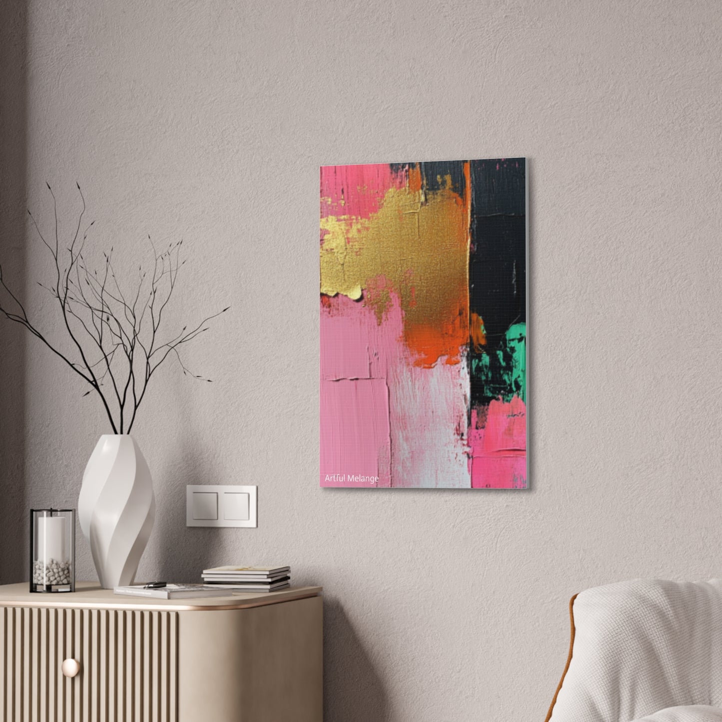 Acrylic Abstract Canvas Print - Homage to the Divine Nine/Pink Green Black and Gold 7