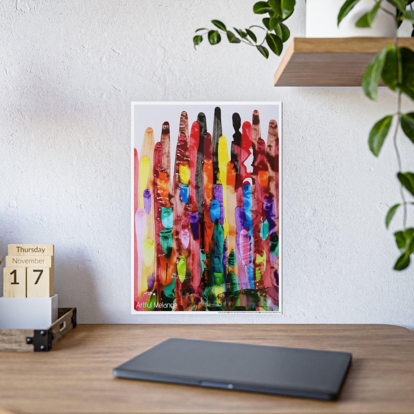 Gleaming Acrylic Abstract Poster: A Spectrum of Colorful Elegance