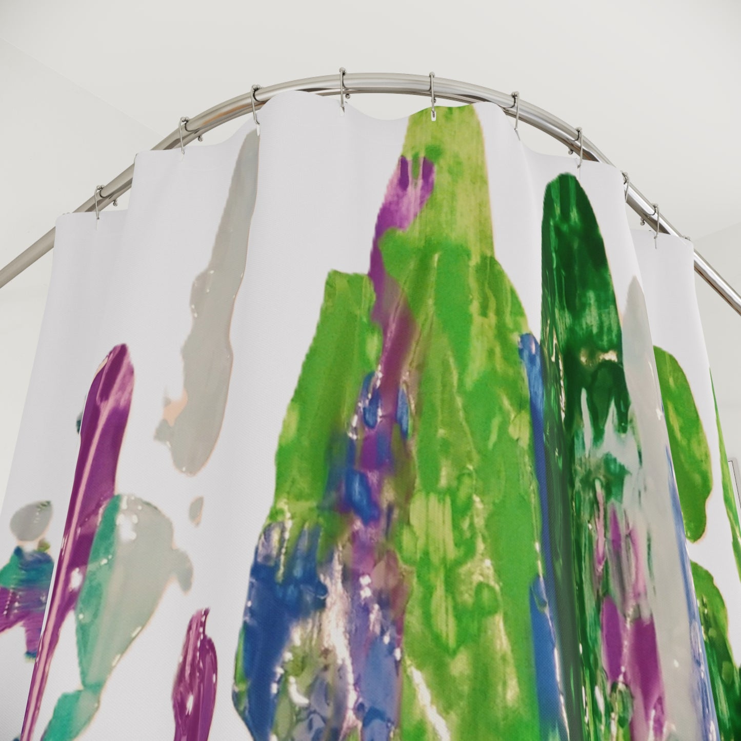 Canvas Cascade: Abstract Acrylic Art Shower Curtain Collection