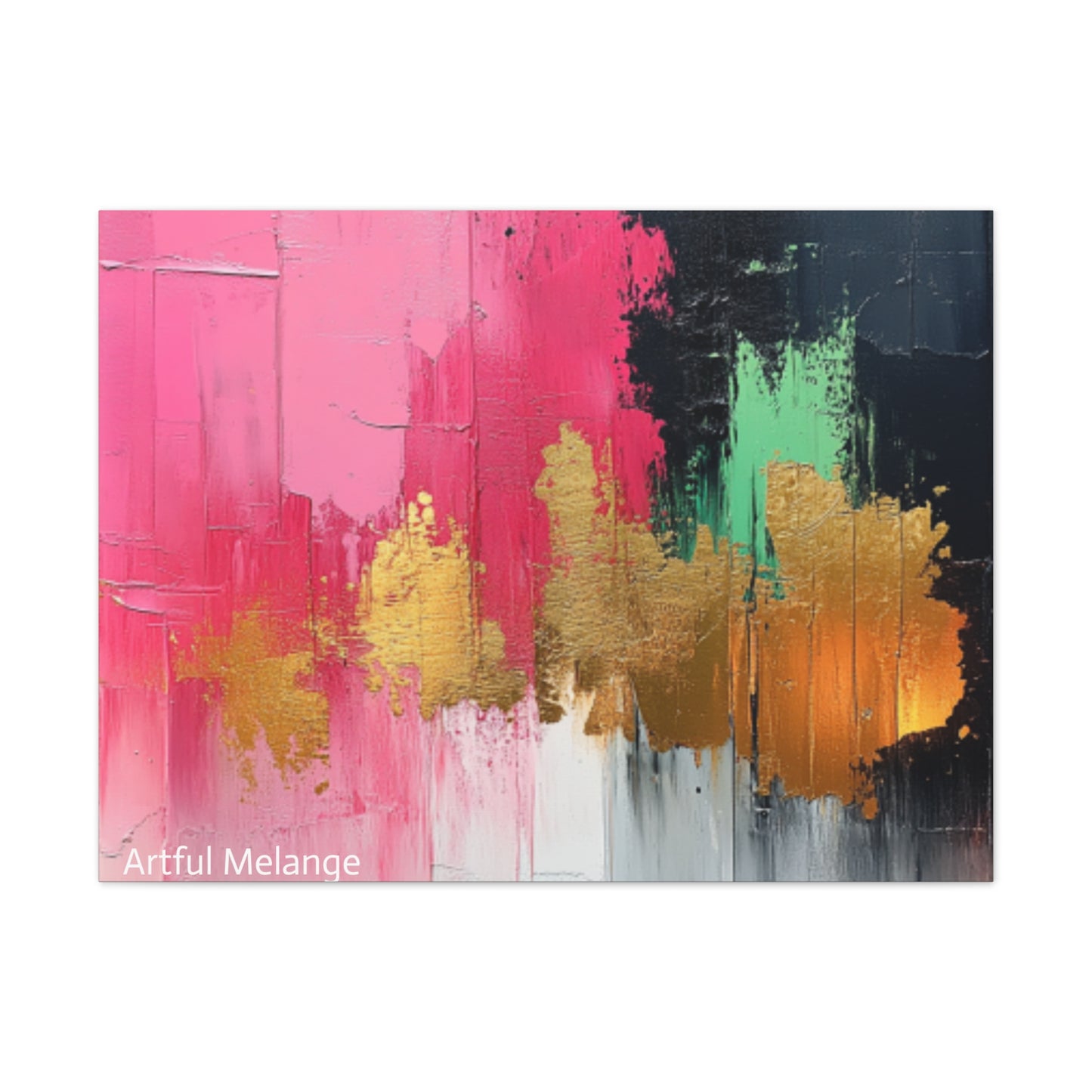 Acrylic Abstract Canvas Print - Homage To The Divine Nine/Pink Green Black and Gold 8