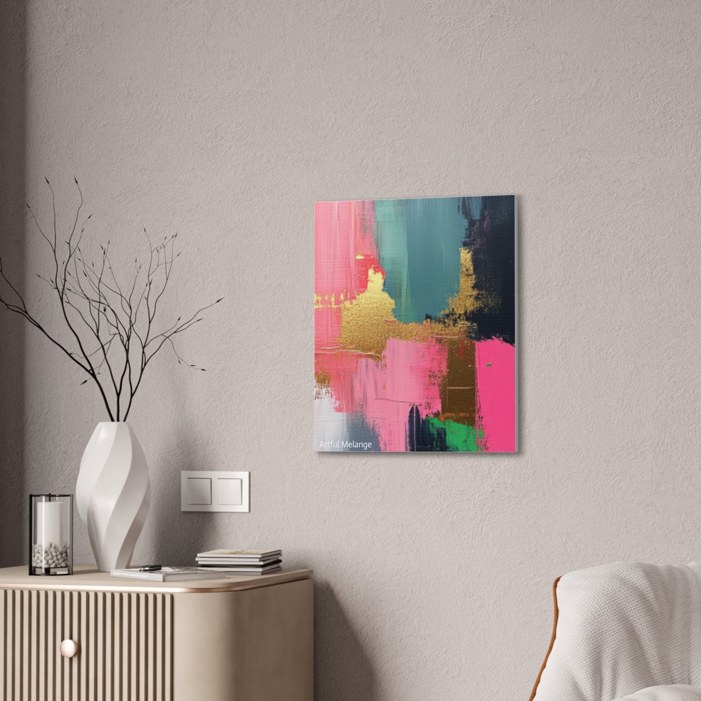 Acrylic Abstract Canvas Print - Homage to the Divine Nine/Pink Green Black and Gold 5