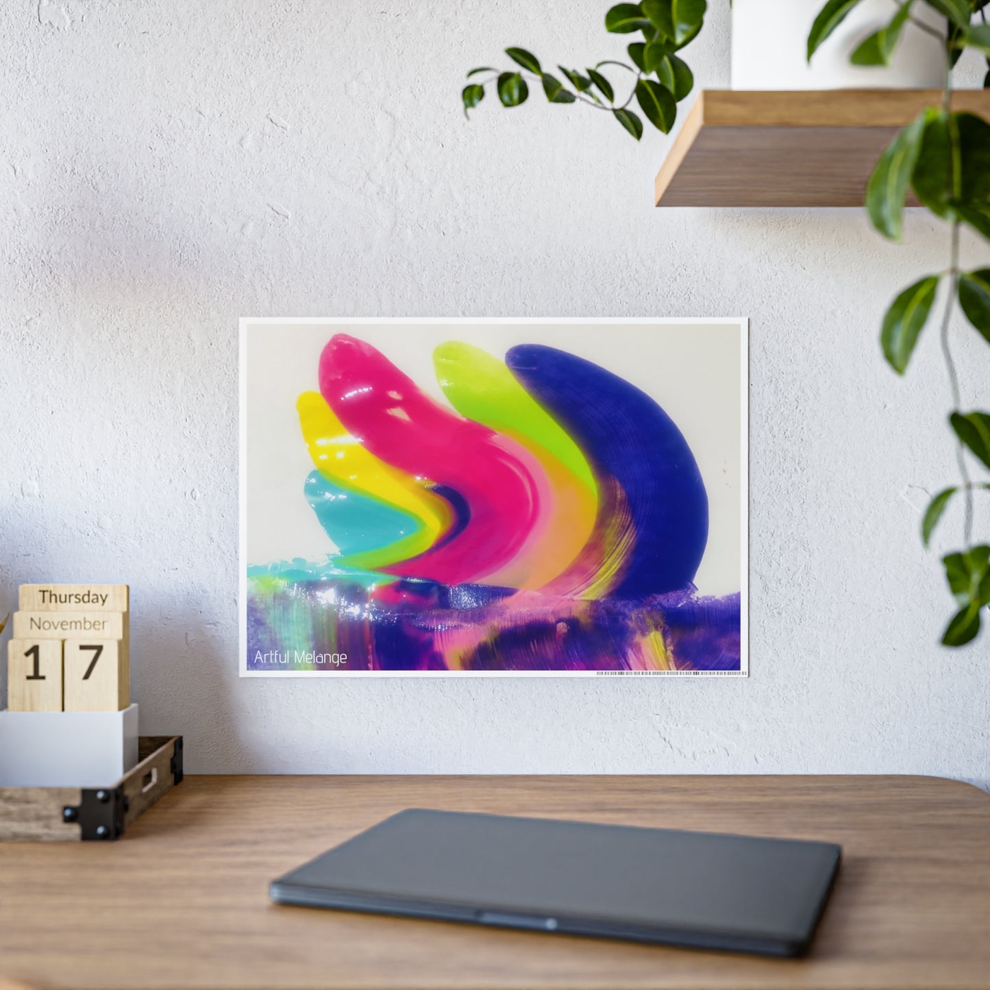 Gleaming Acrylic Abstract Poster: A Spectrum of Colorful Elegance