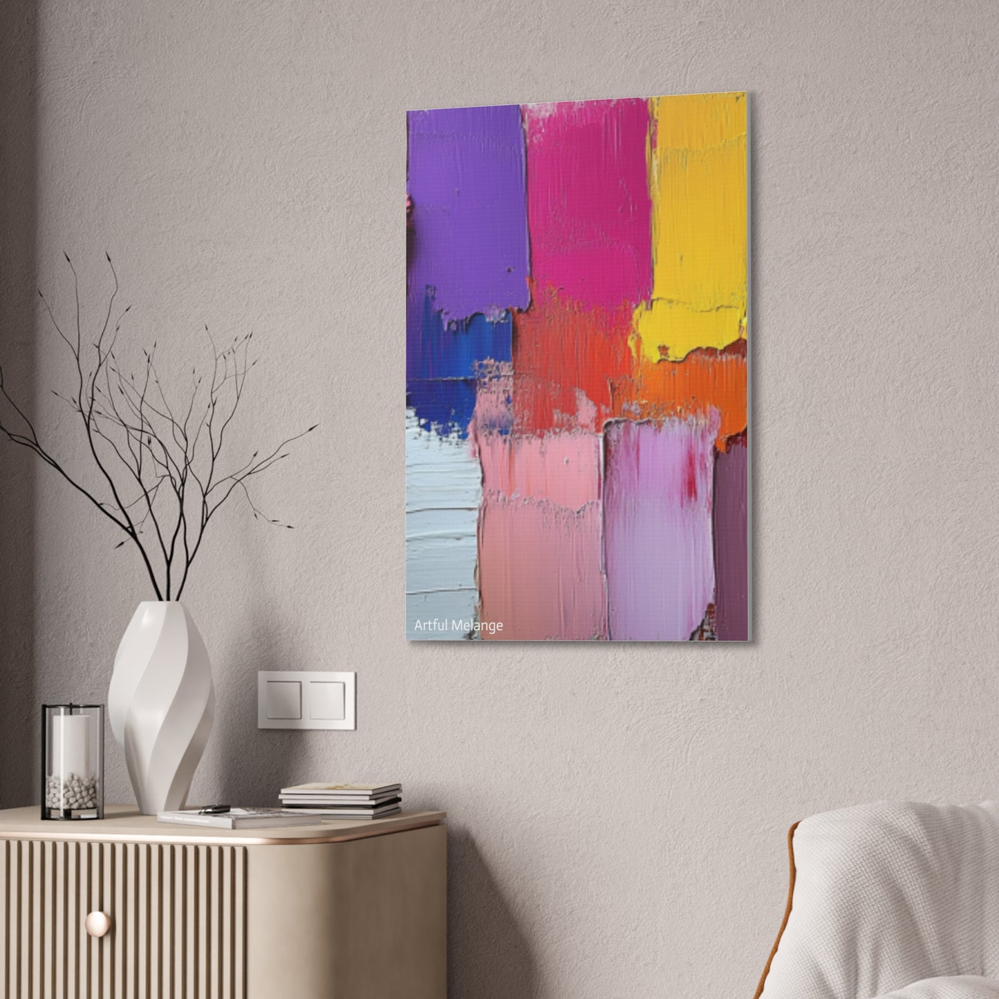 Acrylic Abstract Canvas Print - Homage to the Divine Nine/Gold Purple Pink and Green 4