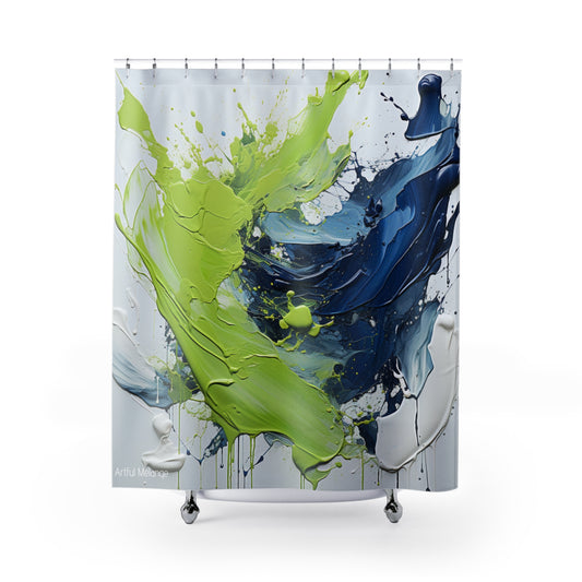 Canvas Cascade: Abstract Acrylic Art Shower Curtain Collection