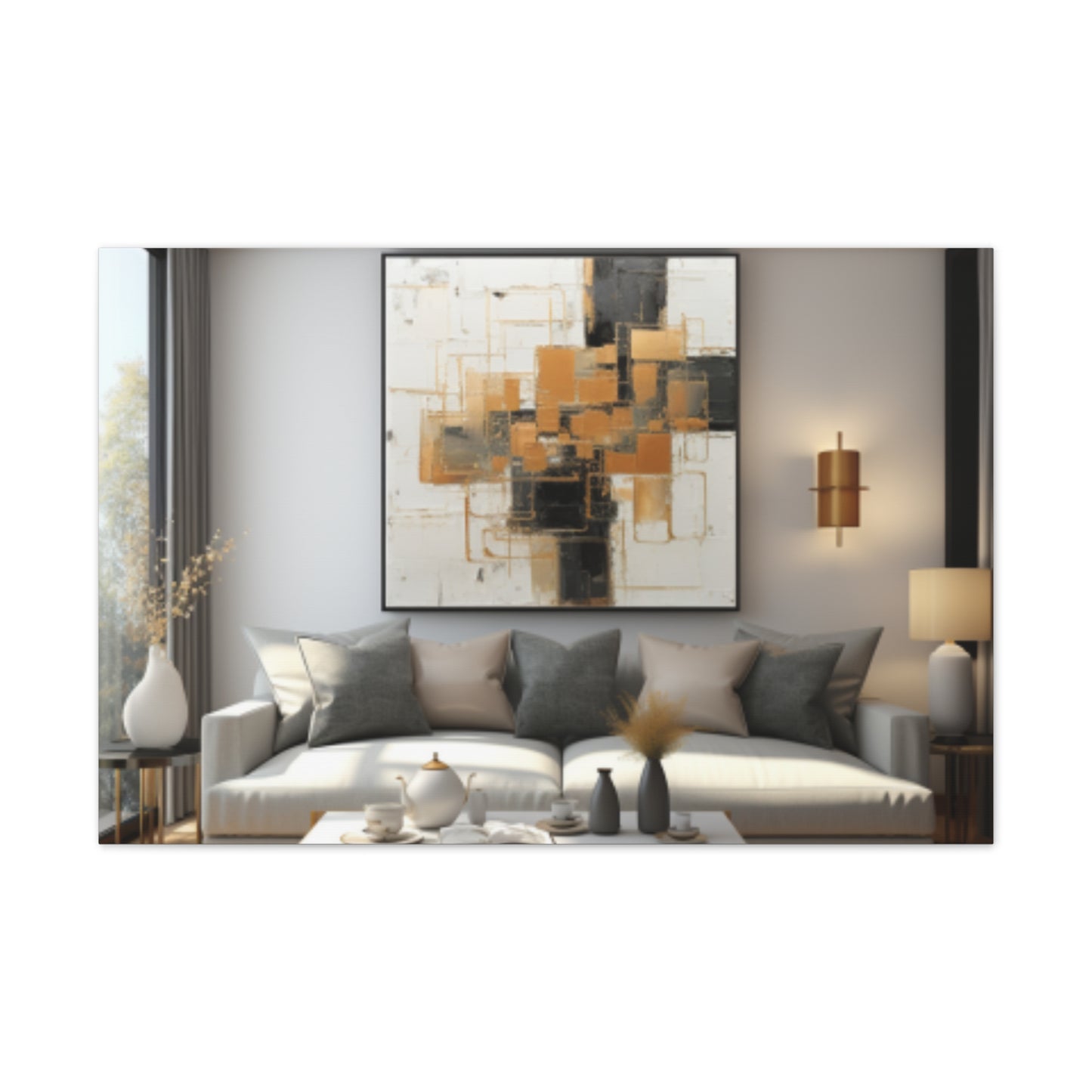 Gold and Black Elegance: A Symphony of Sophistication Canvas Print