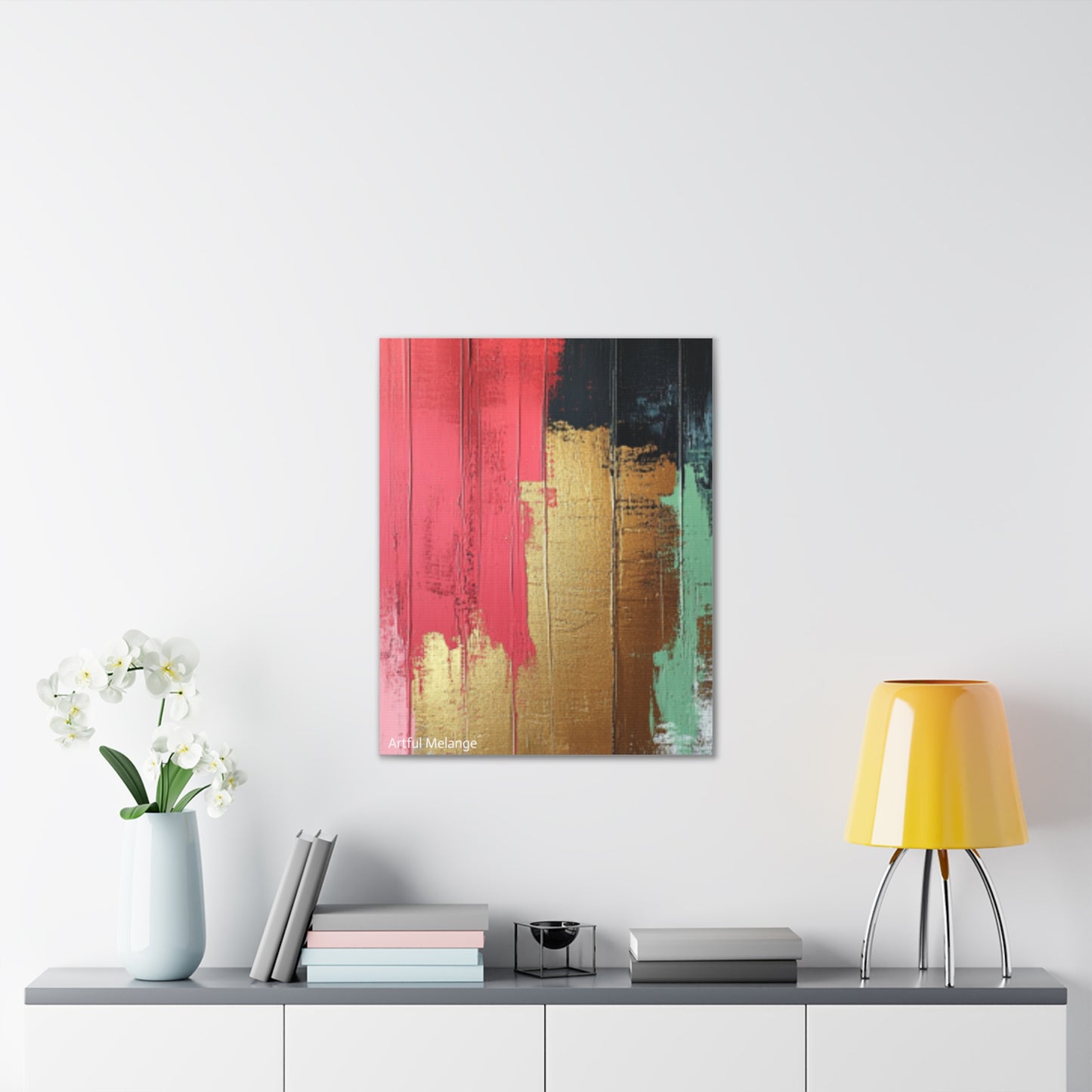 Acrylic Abstract Canvas Print - Homage to the Divine Nine/Pink Green Black and Gold 6