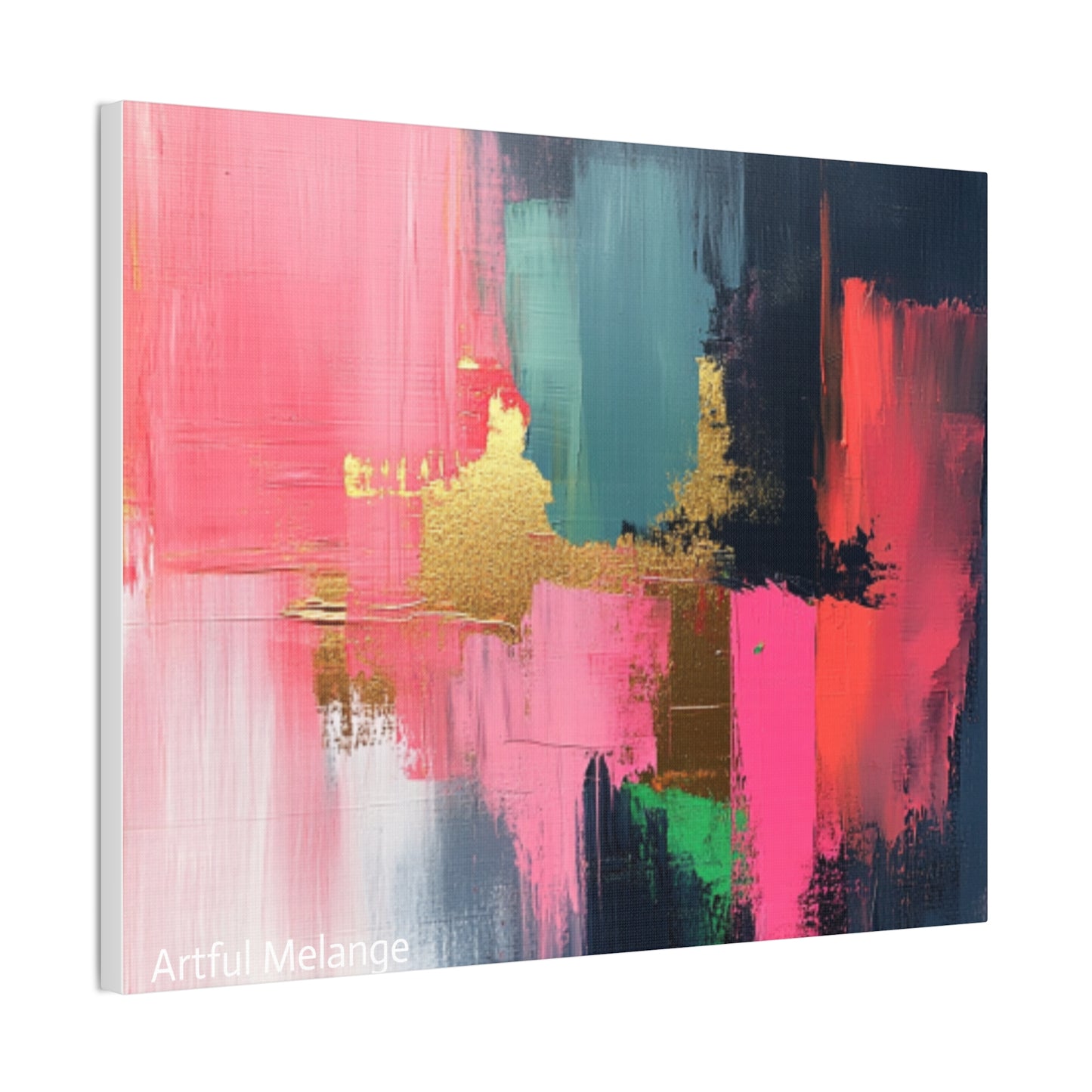 Acrylic Abstract Canvas Print - Homage to the Divine Nine/Pink Green Black and Gold 5