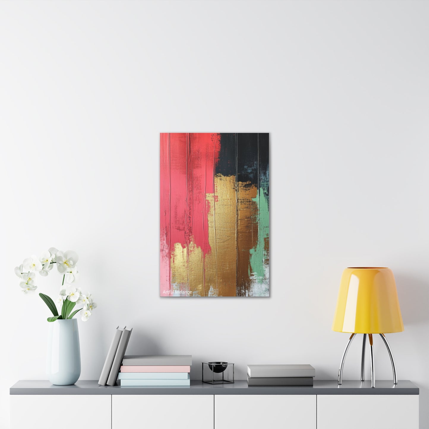 Acrylic Abstract Canvas Print - Homage to the Divine Nine/Pink Green Black and Gold 6