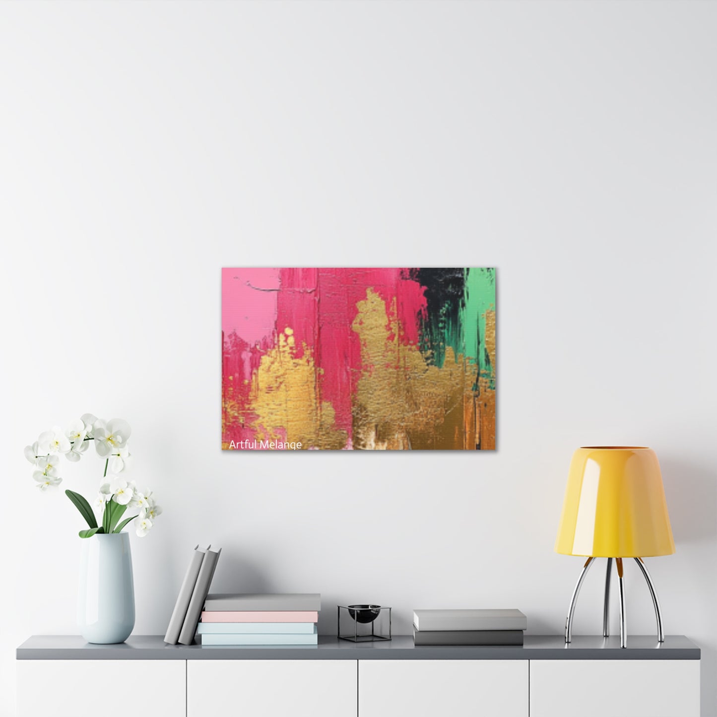 Acrylic Abstract Canvas Print - Homage To The Divine Nine/Pink Green Black and Gold 8