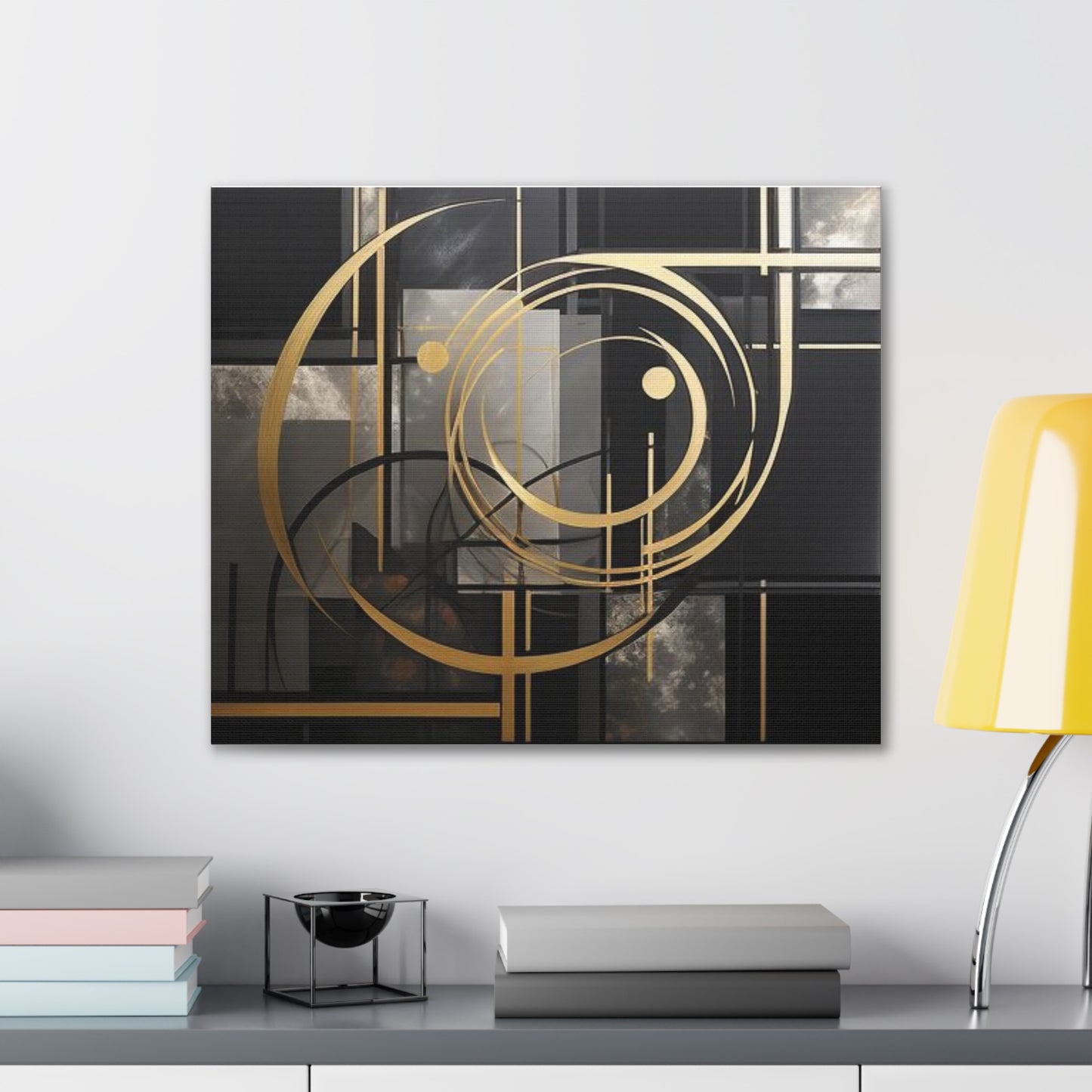 Gold and Black Elegance: A Symphony of Sophistication Canvas Print