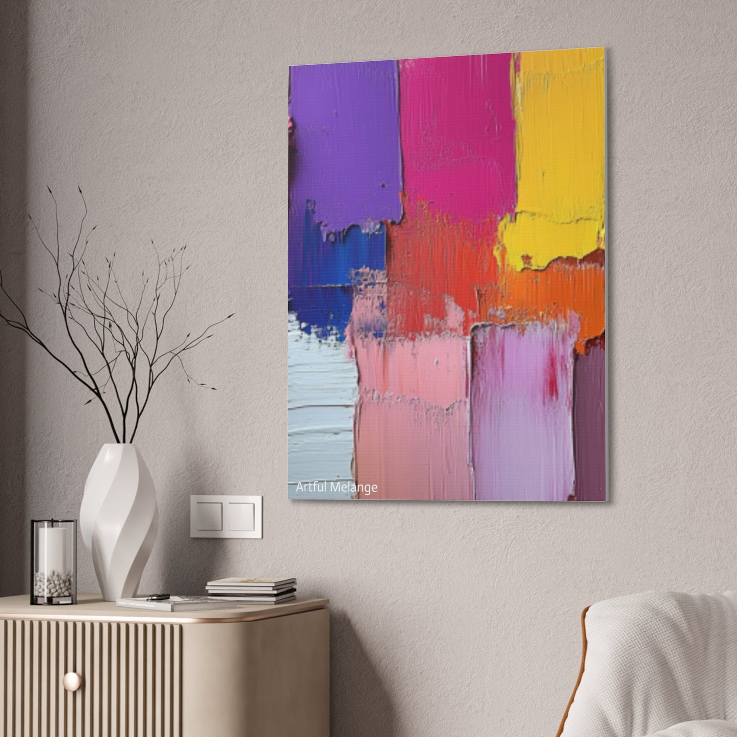 Acrylic Abstract Canvas Print - Homage to the Divine Nine/Gold Purple Pink and Green 4