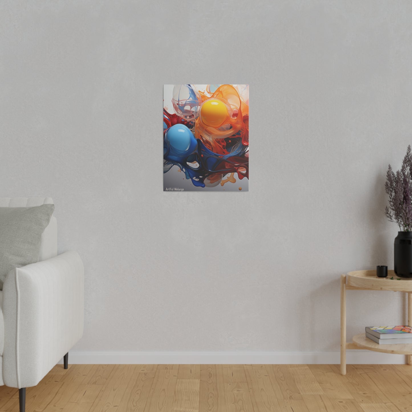 Colorful Balloon-Inspired Matt Canvas Print with Sweeping Acrylic Brush Strokes