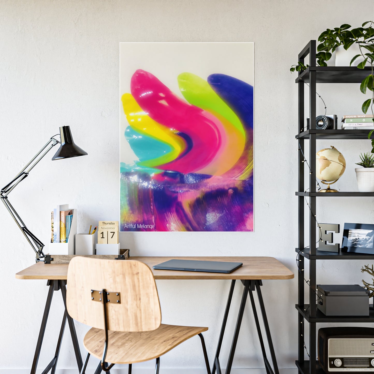 Gleaming Acrylic Abstract Poster: A Spectrum of Colorful Elegance