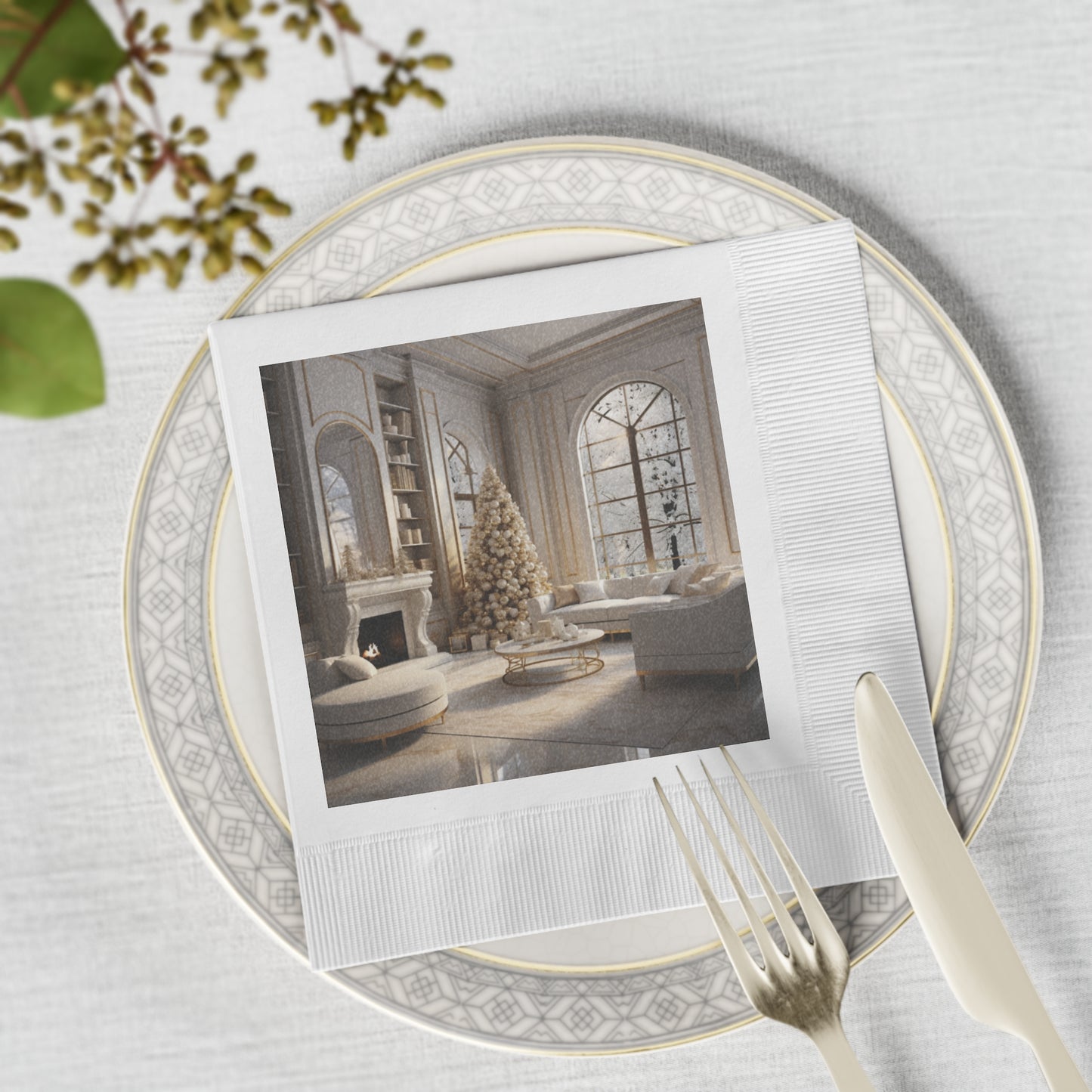 Elegance in Gold and White Holiday Napkin Set