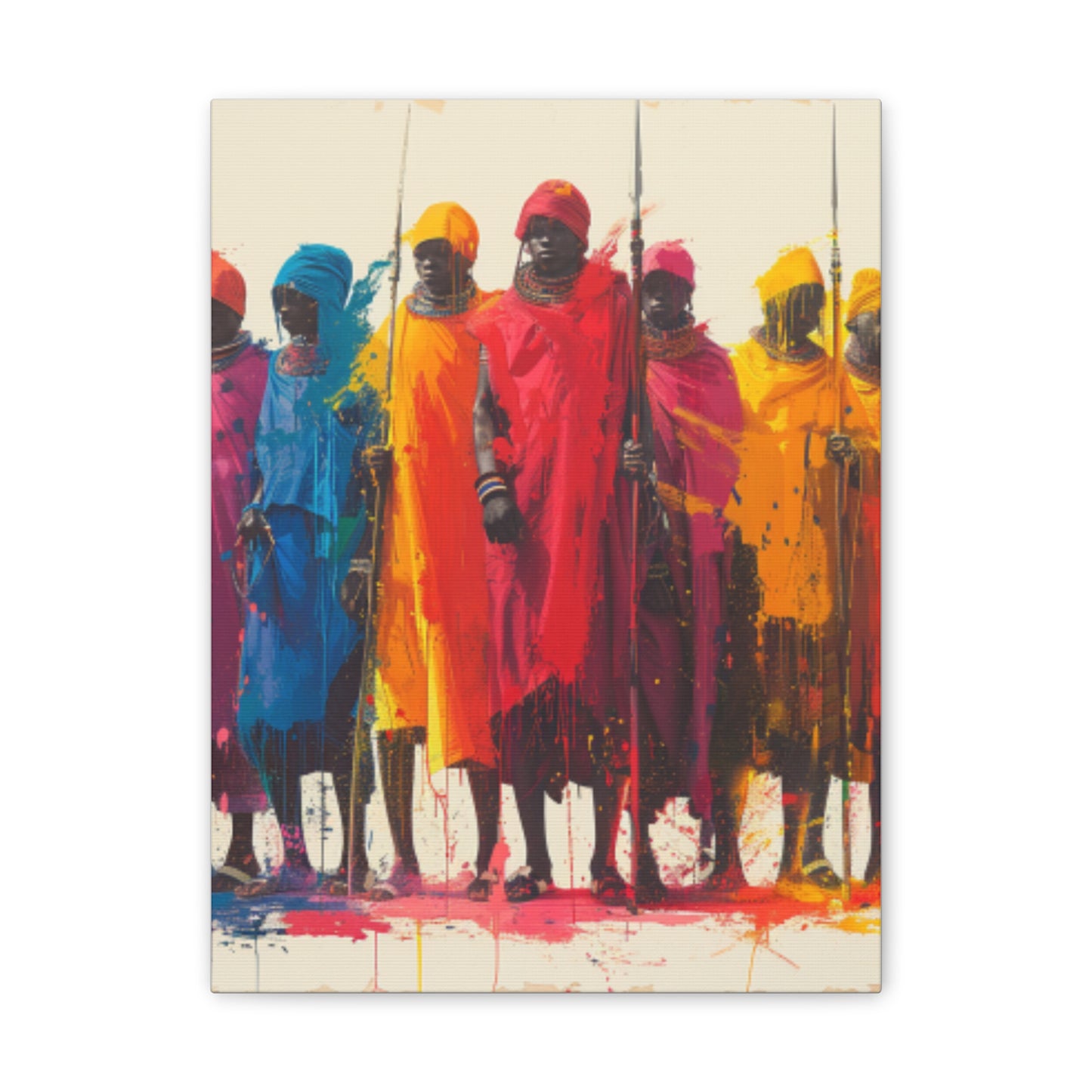 Masai Warriors Abstract Canvas Print