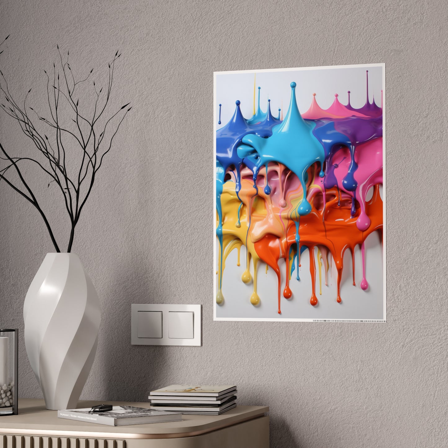 Gleaming Acrylic Abstract Poster: A Spectrum of Colorful Elegance