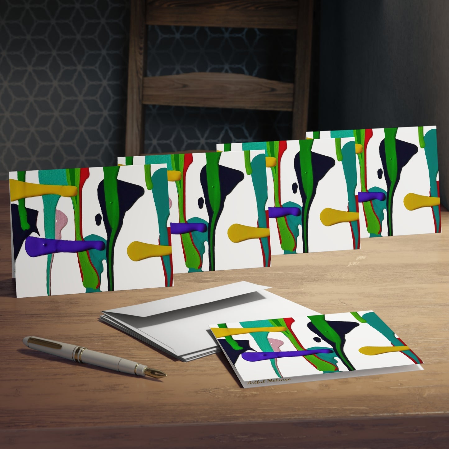 Elegance in Ink:  Abstract Art Note Card Set(5-Pack)