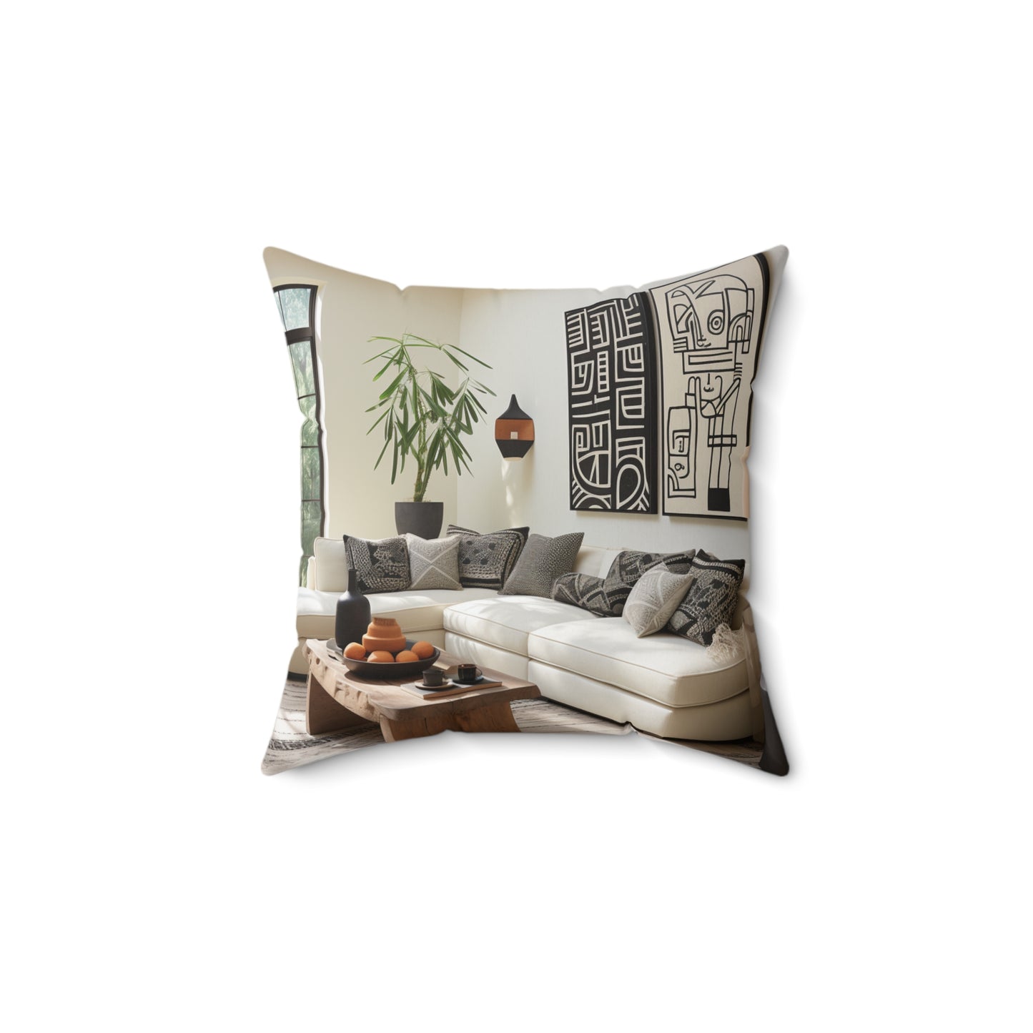 African Mud Cloth Design Square Pillow