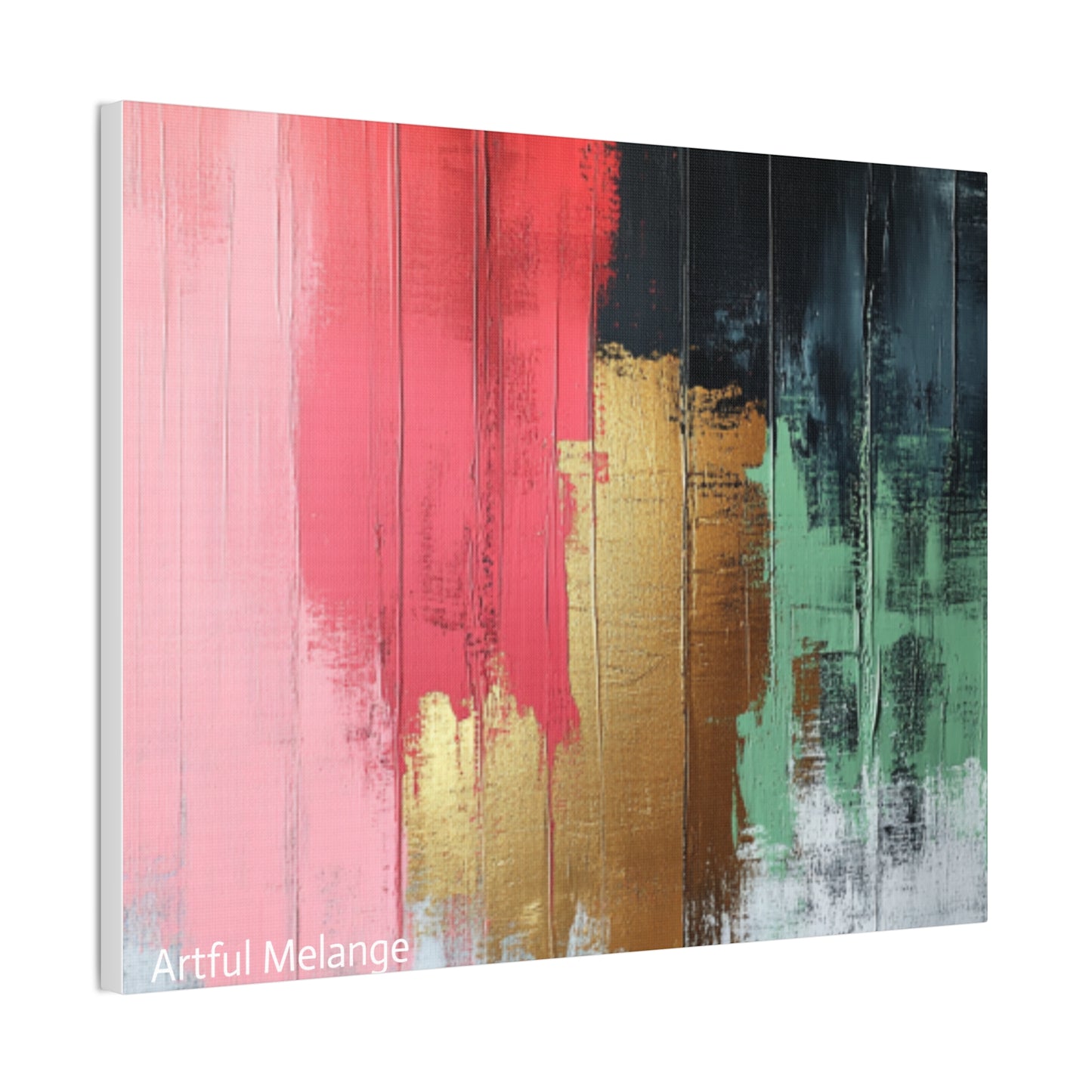 Acrylic Abstract Canvas Print - Homage to the Divine Nine/Pink Green Black and Gold 6