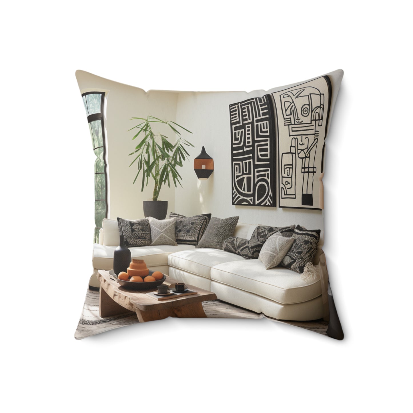 African Mud Cloth Design Square Pillow