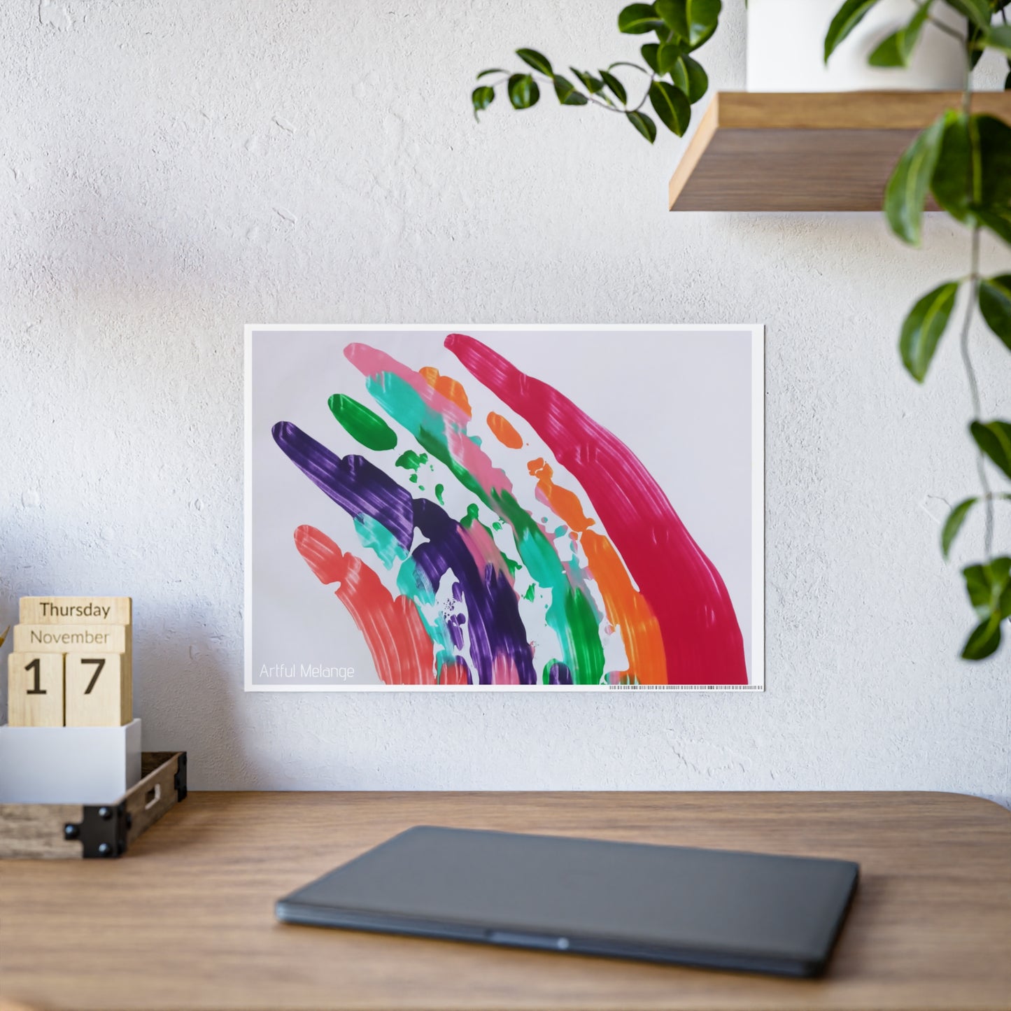 Gleaming Acrylic Abstract Poster: A Spectrum of Colorful Elegance