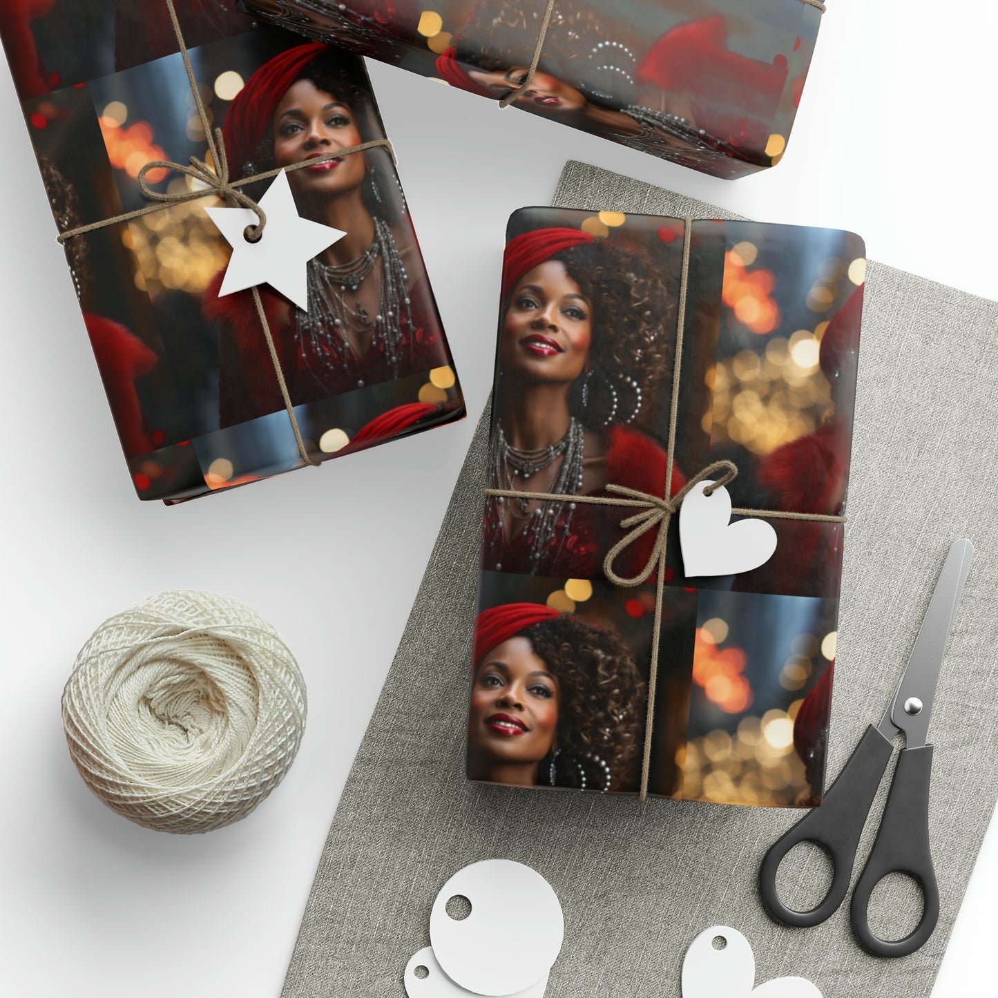 Afro-Centric Queen Claus Holiday Wrapping Paper - Dark & Rich Textured Design