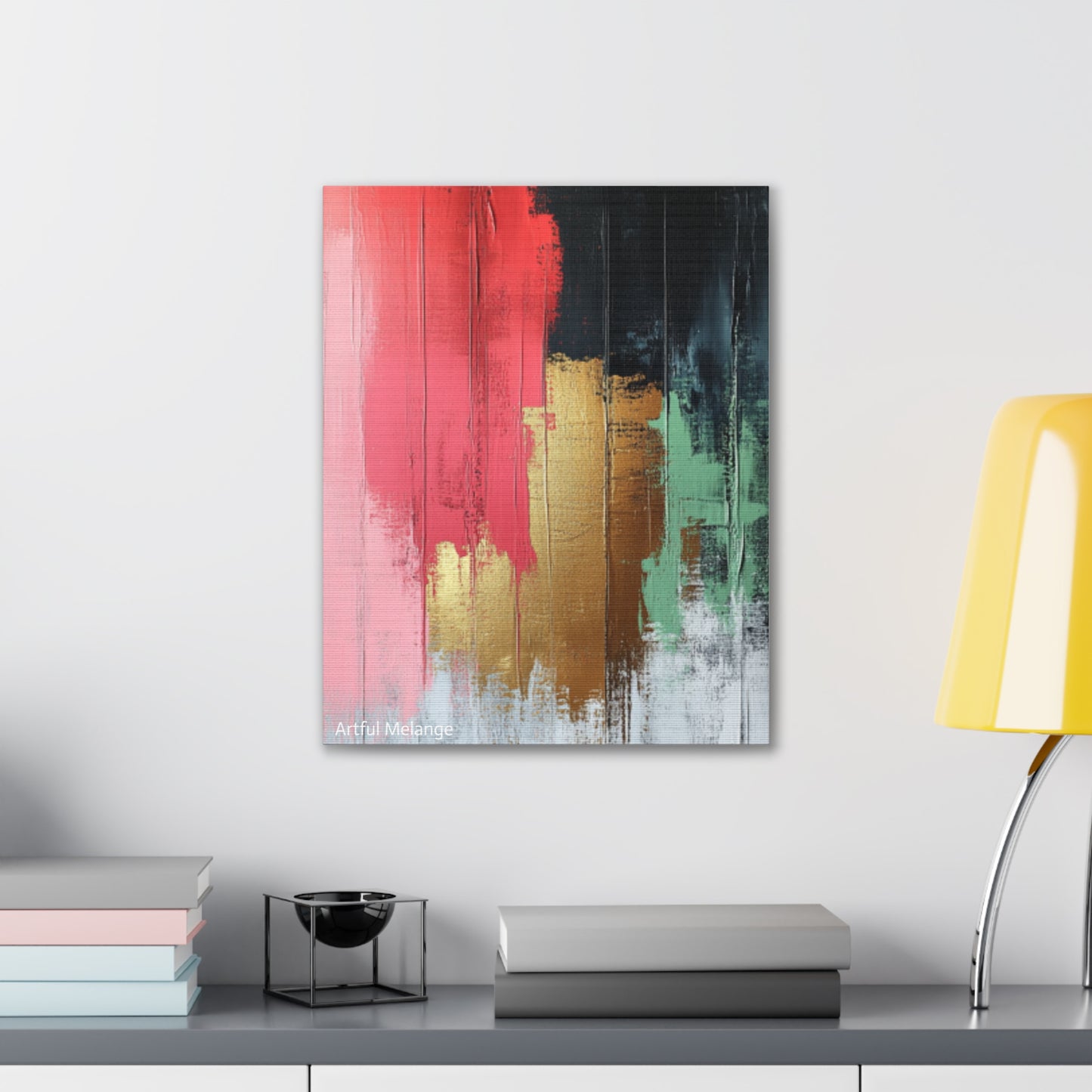 Acrylic Abstract Canvas Print - Homage to the Divine Nine/Pink Green Black and Gold 6