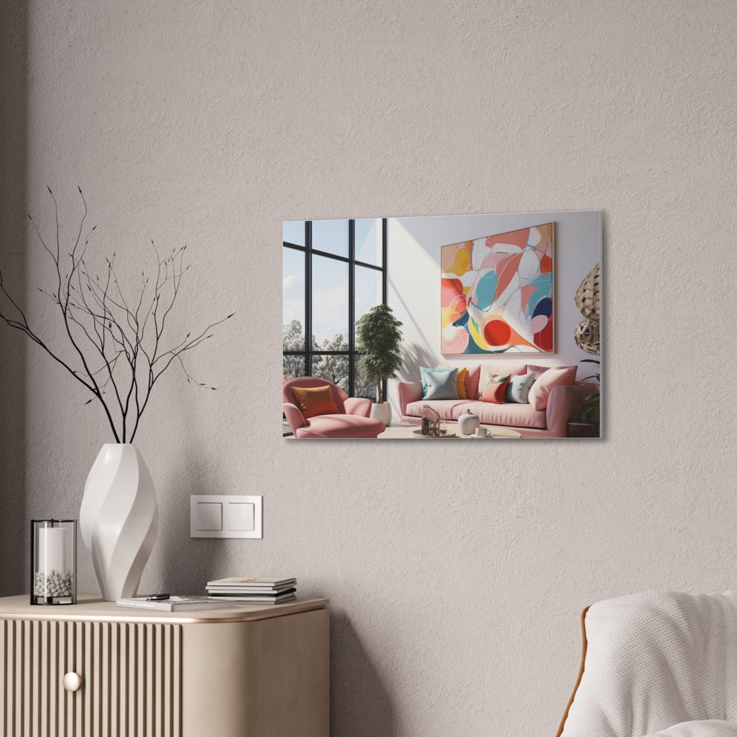 Timeless Elegance: Refined Pink Hues Canvas Print for Sophisticated Living Spaces