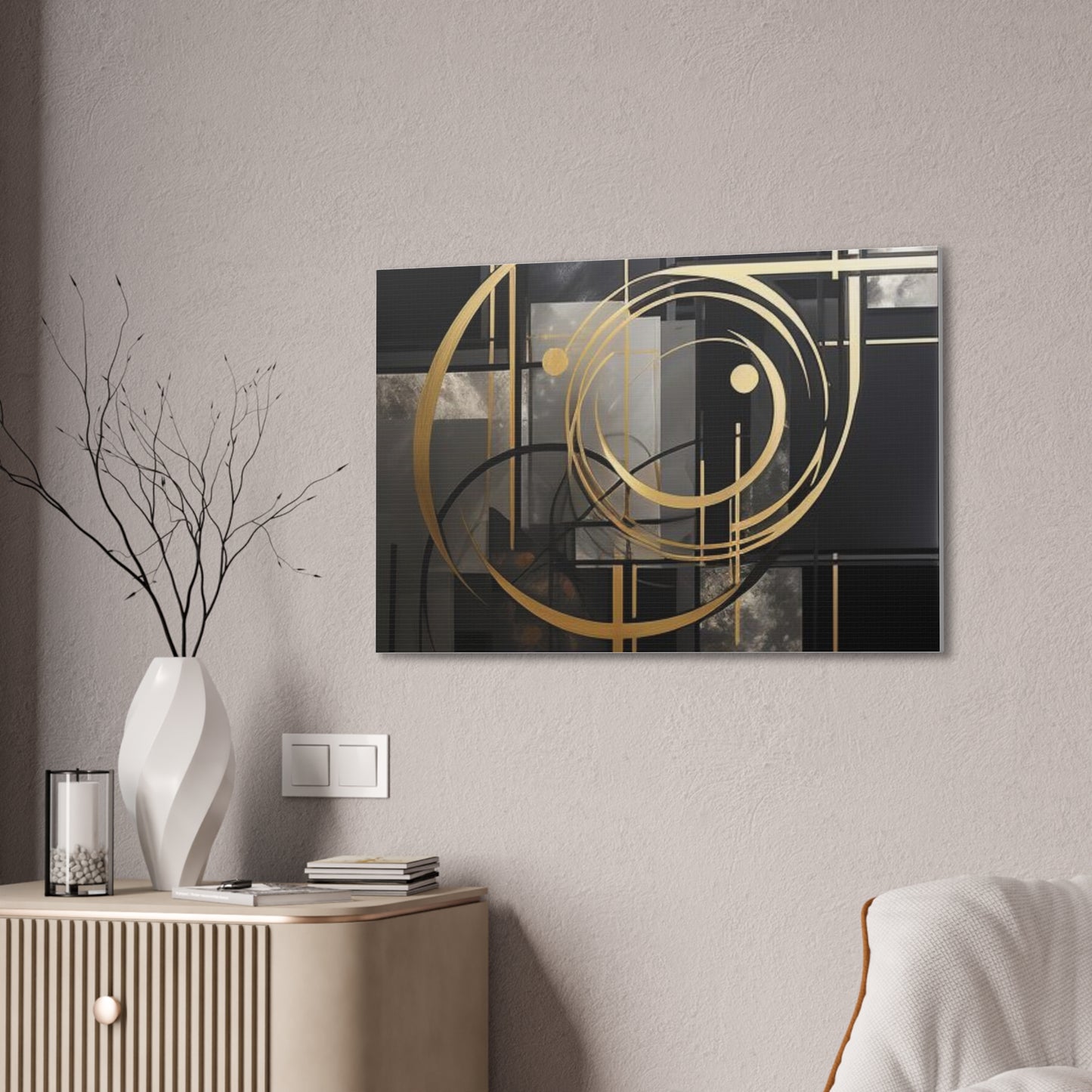 Gold and Black Elegance: A Symphony of Sophistication Canvas Print