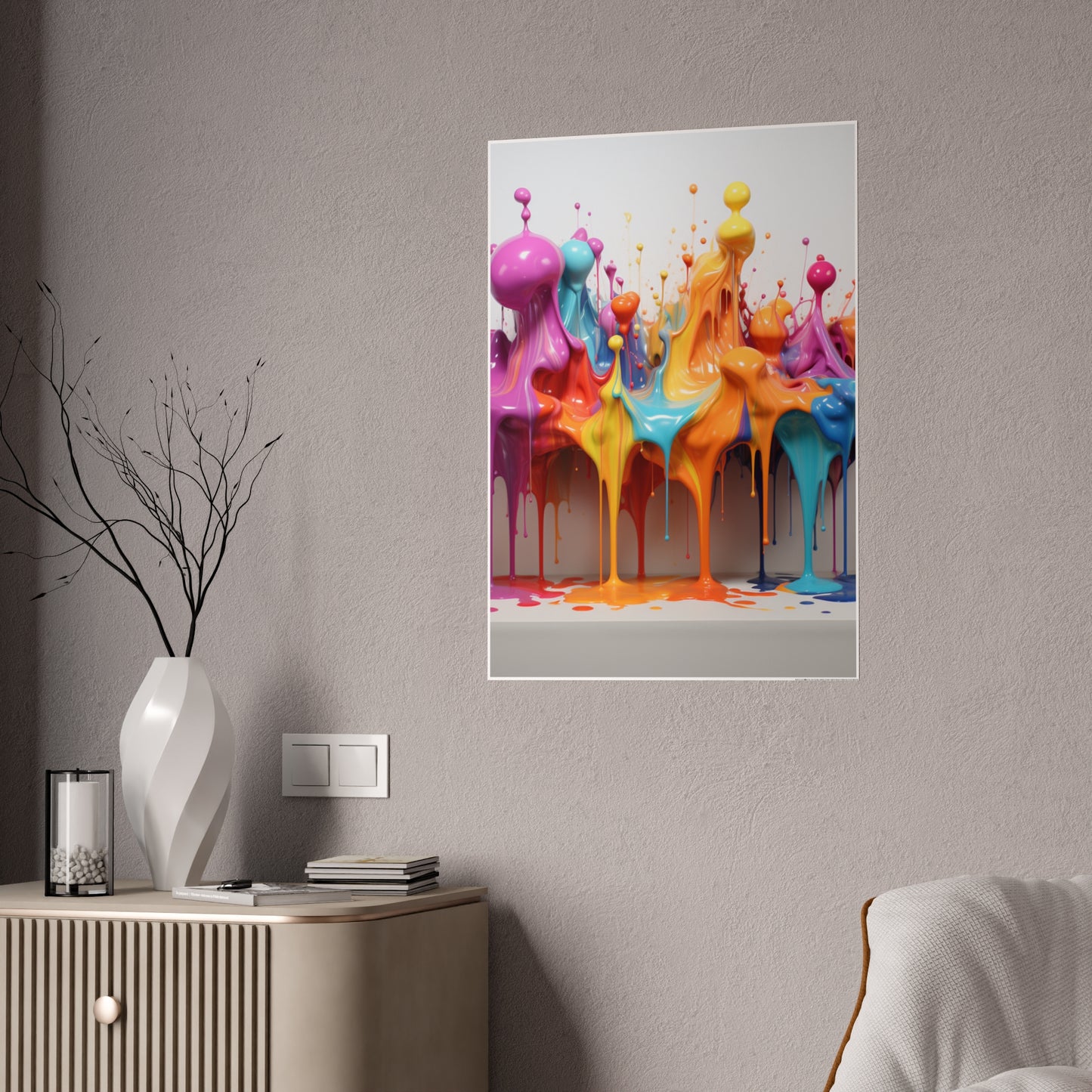 Gleaming Acrylic Abstract Poster: A Spectrum of Colorful Elegance