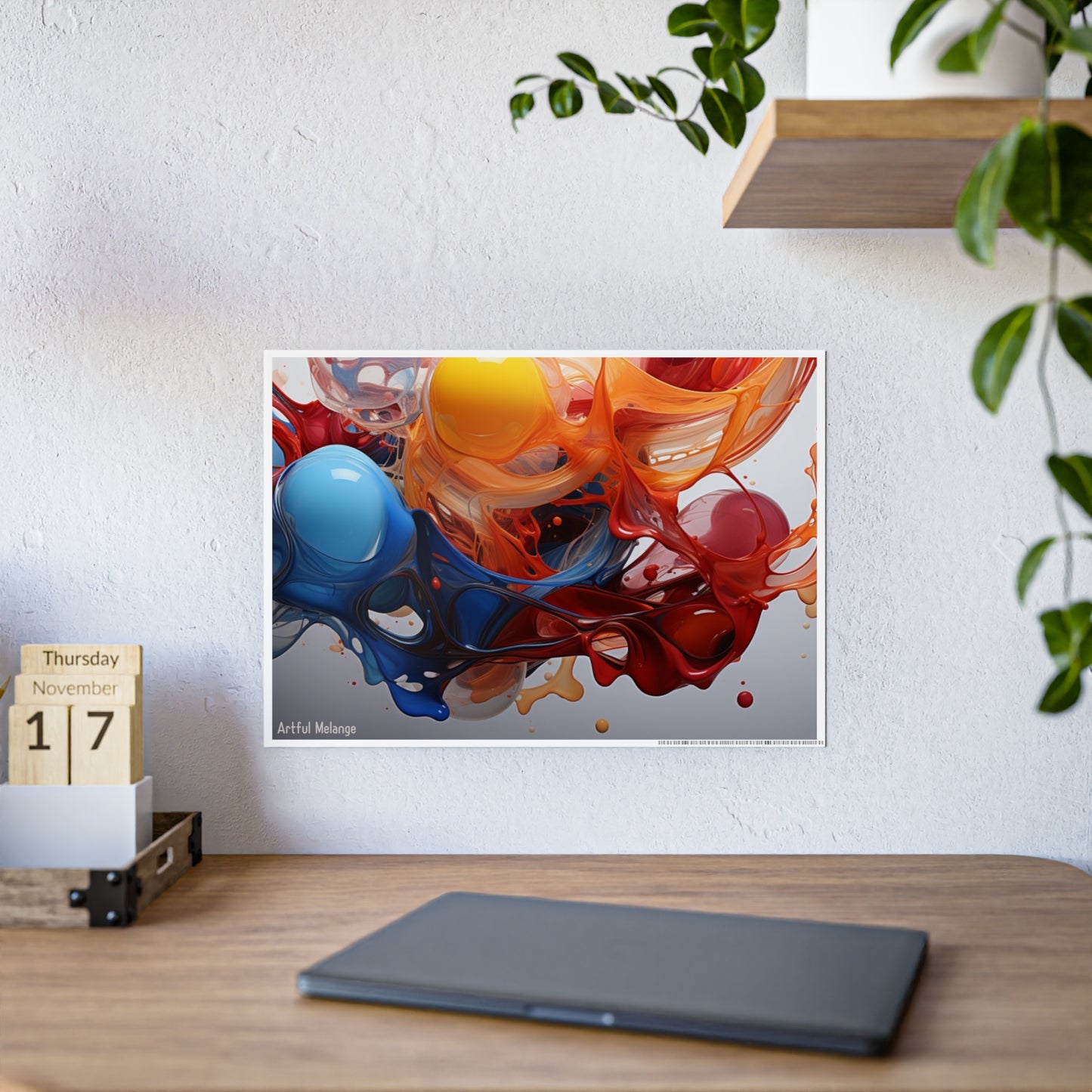 Gleaming   Acrylic Abstract Poster: A Spectrum of Colorful Elegance