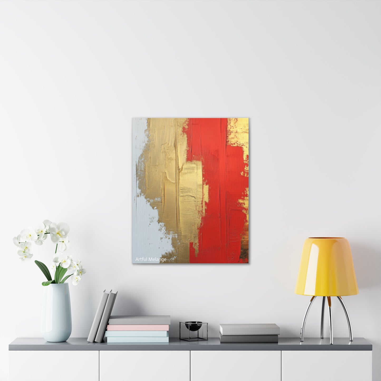 Acrylic Abstract Canvas Print - Homage to the Divine Nine/Red White and Gold 2