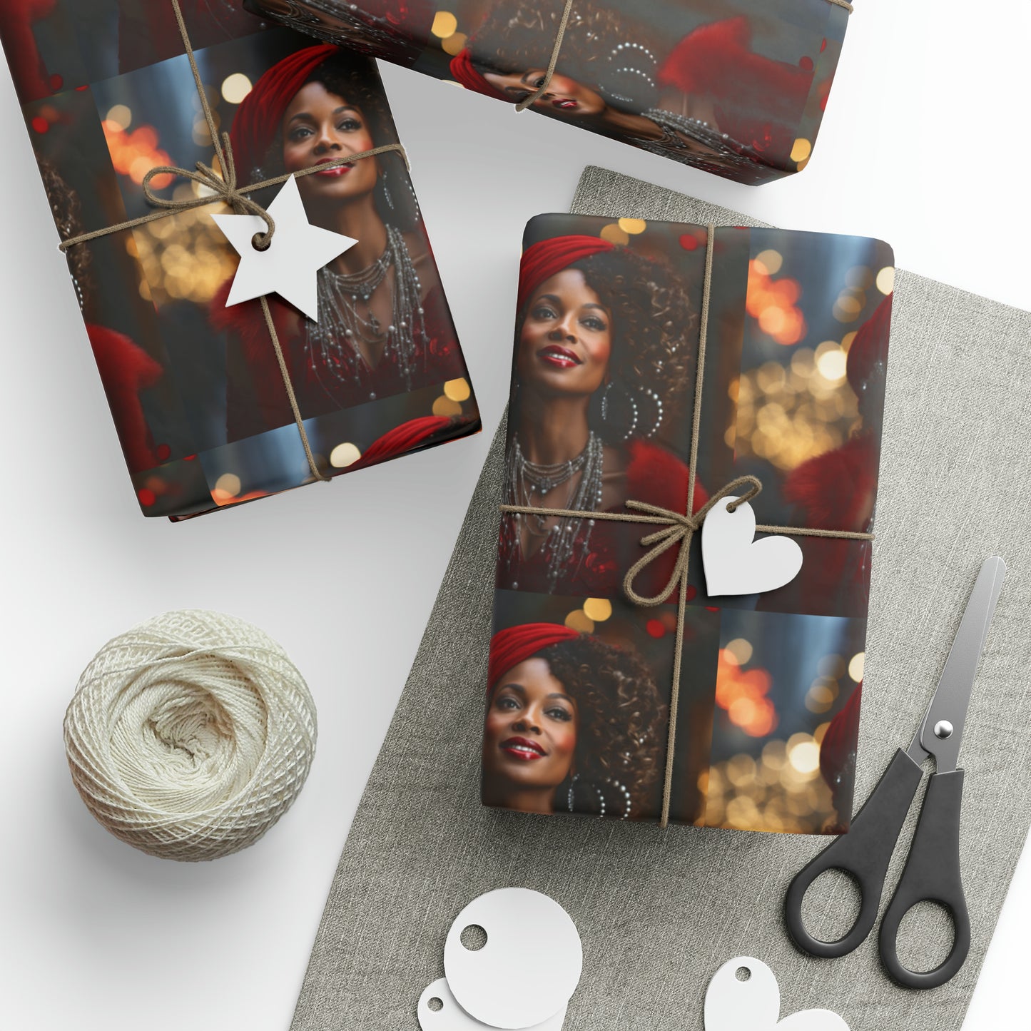 Afro-Centric Queen Claus Holiday Wrapping Paper - Dark & Rich Textured Design