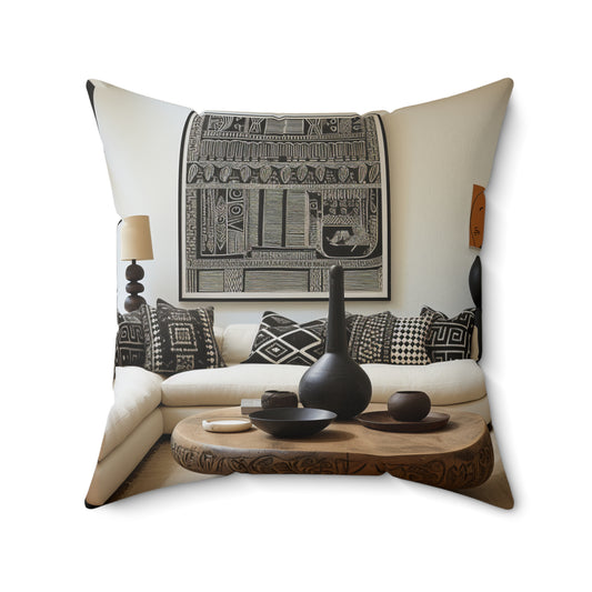 African Mud Cloth Design Square Pillow