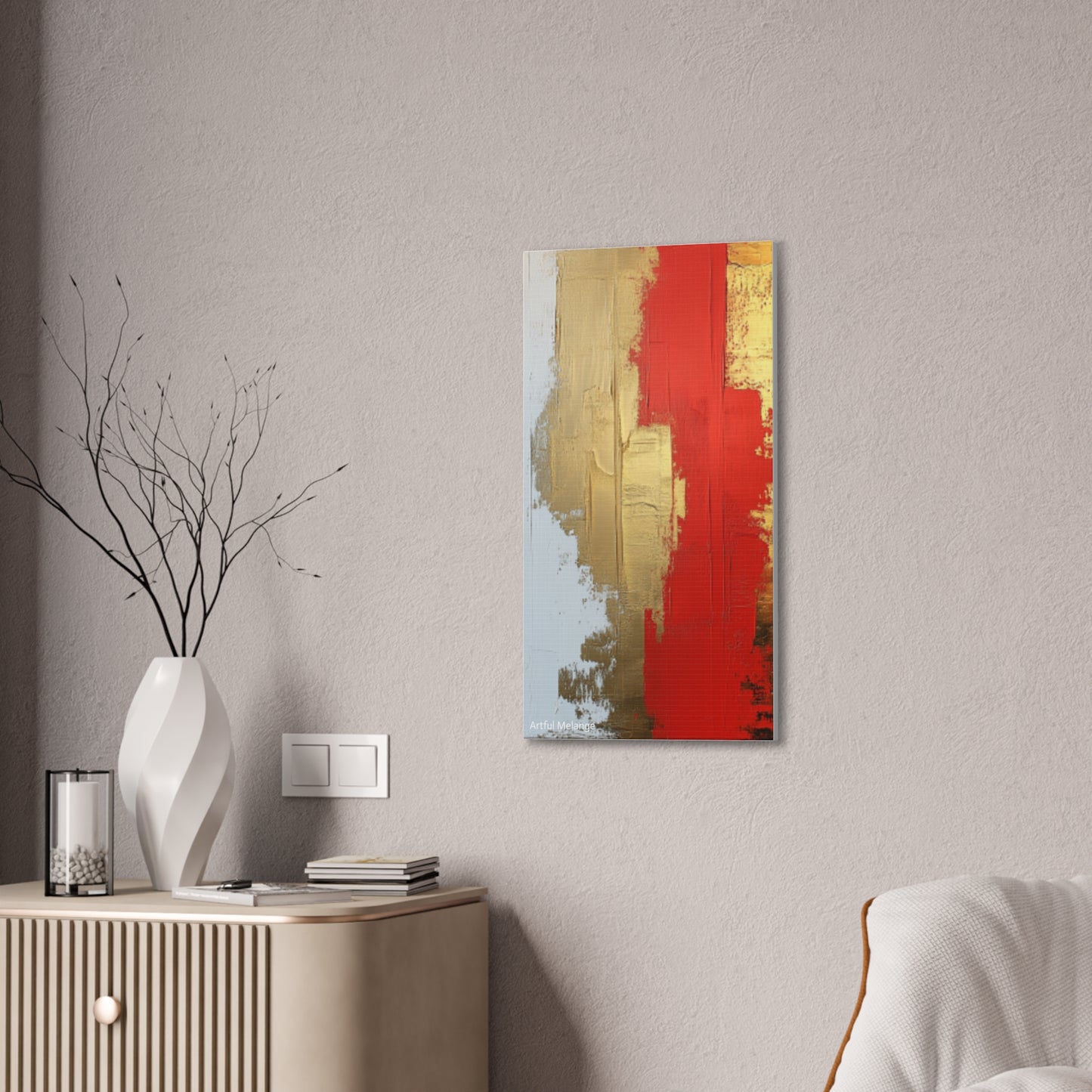 Acrylic Abstract Canvas Print - Homage to the Divine Nine/Red White and Gold 2