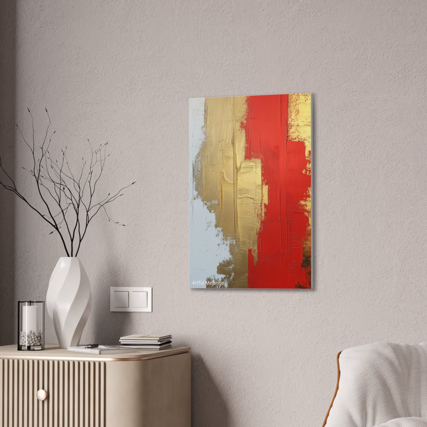 Acrylic Abstract Canvas Print - Homage to the Divine Nine/Red White and Gold 2