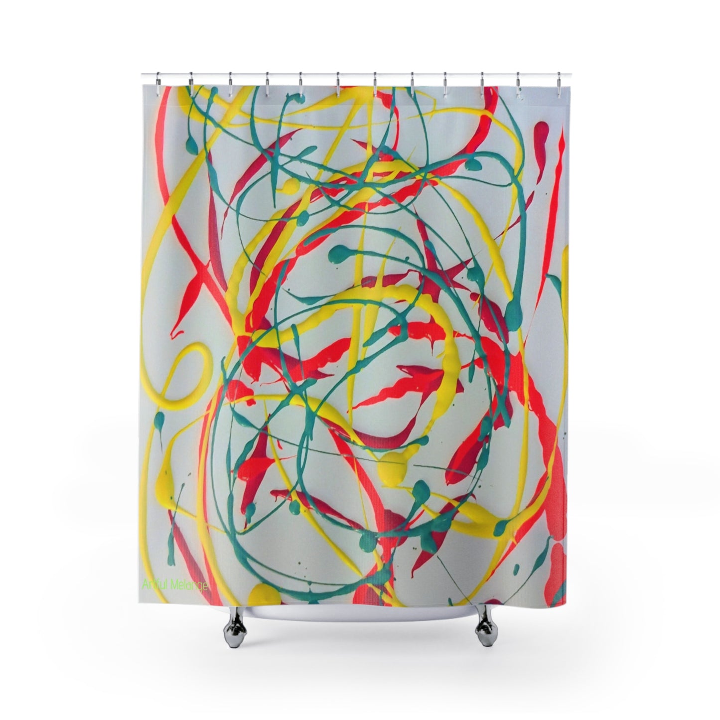 Canvas Cascade: Abstract Acrylic Art Shower Curtain Collection