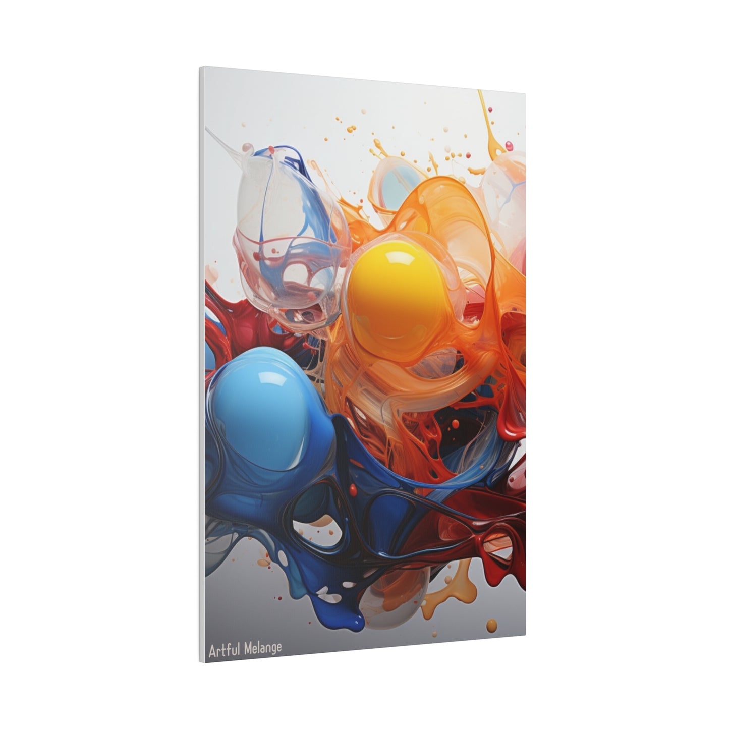 Colorful Balloon-Inspired Matt Canvas Print with Sweeping Acrylic Brush Strokes