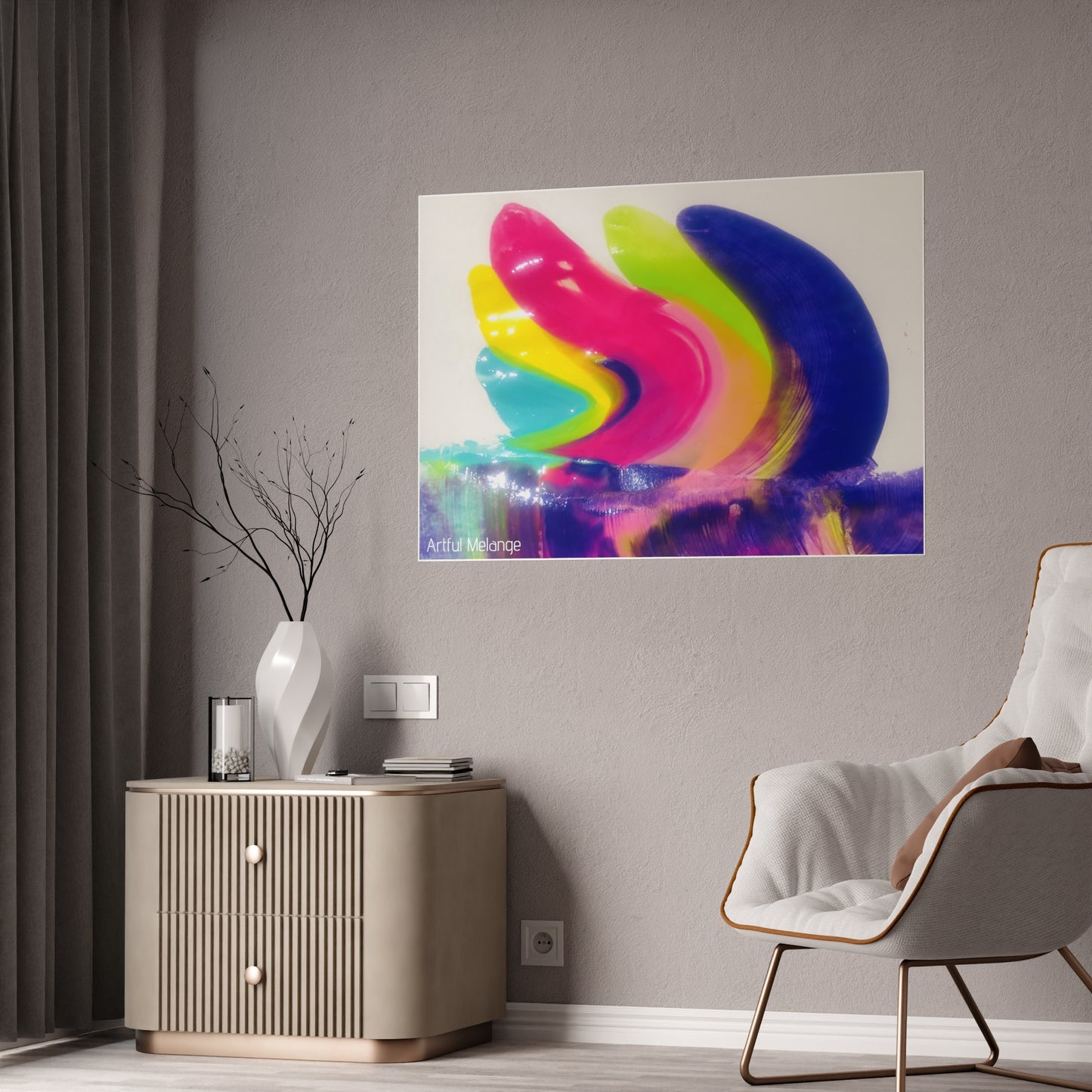 Gleaming Acrylic Abstract Poster: A Spectrum of Colorful Elegance