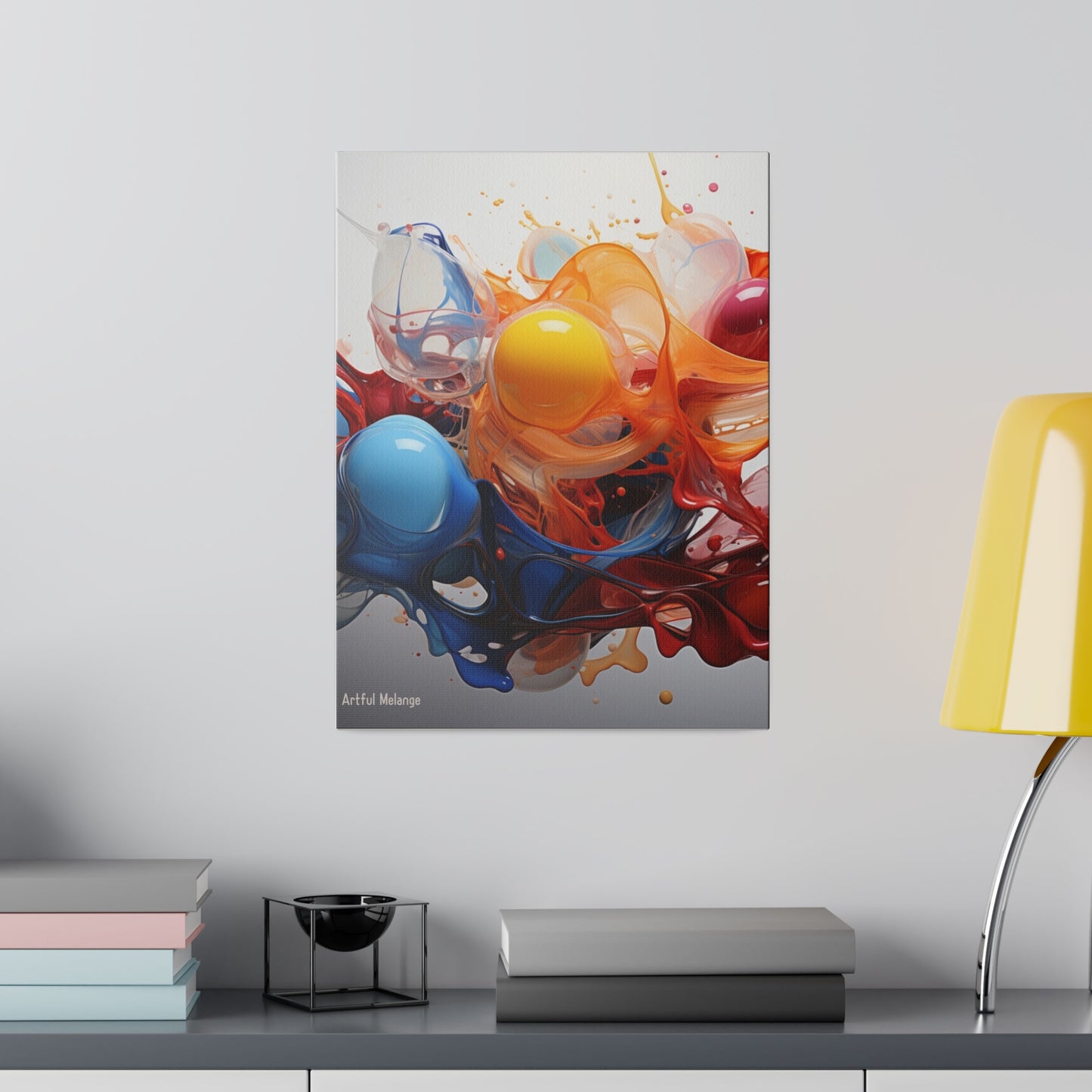 Colorful Balloon-Inspired Matt Canvas Print with Sweeping Acrylic Brush Strokes